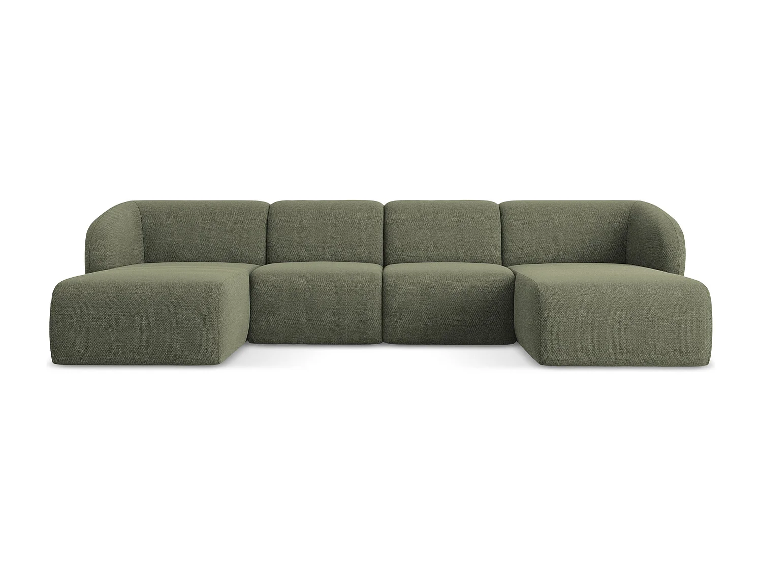 Canapé panoramique 4 places en tissu bouclette - olive - LANI
