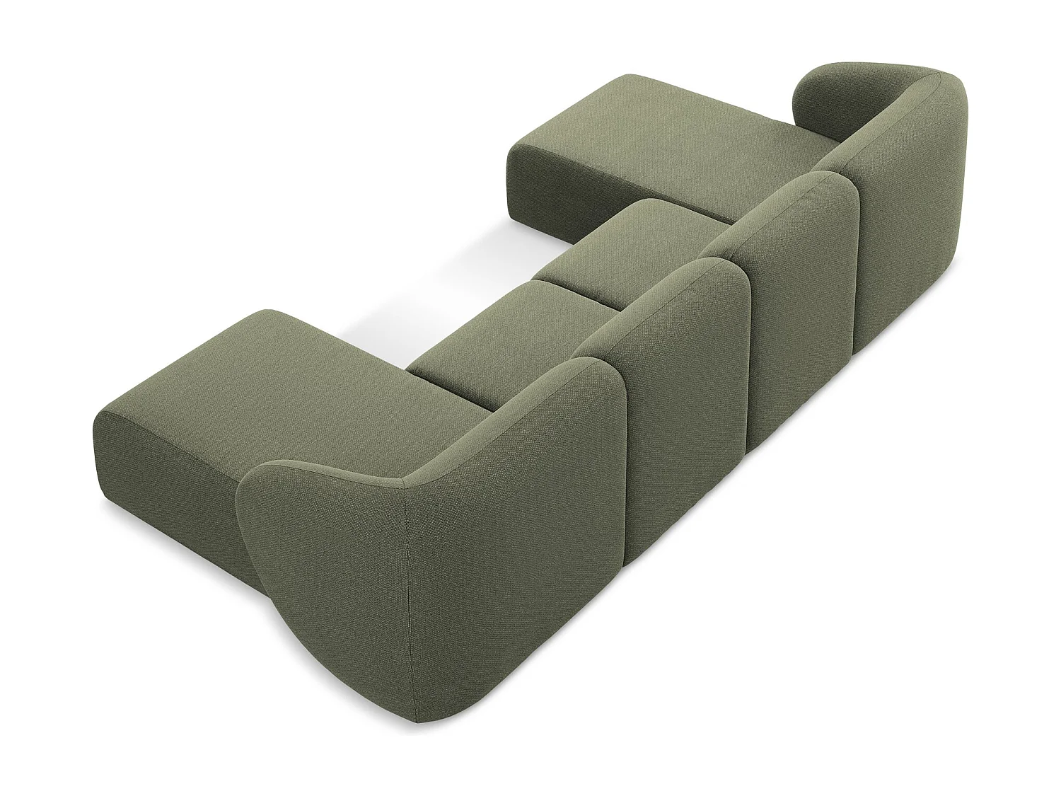 Canapé panoramique 4 places en tissu bouclette - olive - LANI