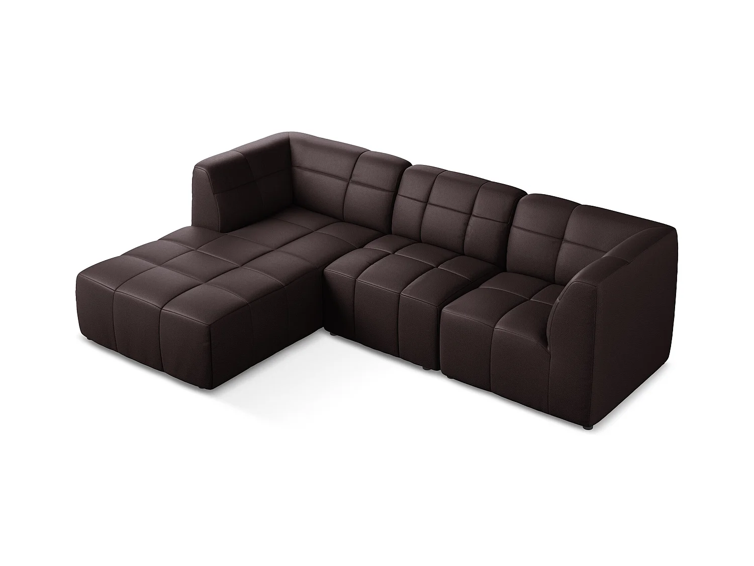 3-Sitzer Modulares Ecksofa - Ecke Links - Kunstleder - Pflaume - ALOHA