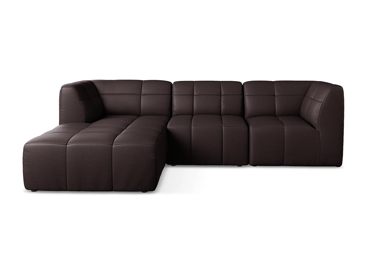 Canapé d'angle 3 places modulaire gauche en similicuir - prune - ALOHA