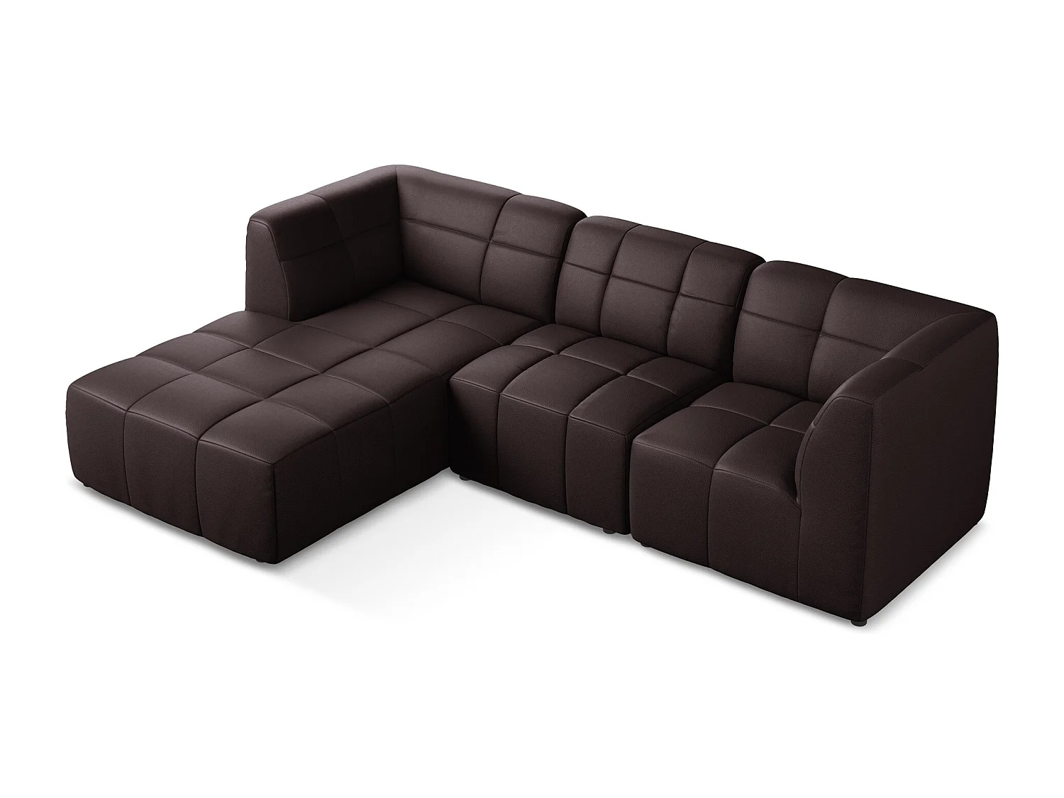 Canapé d'angle 3 places modulaire gauche en similicuir - prune - ALOHA