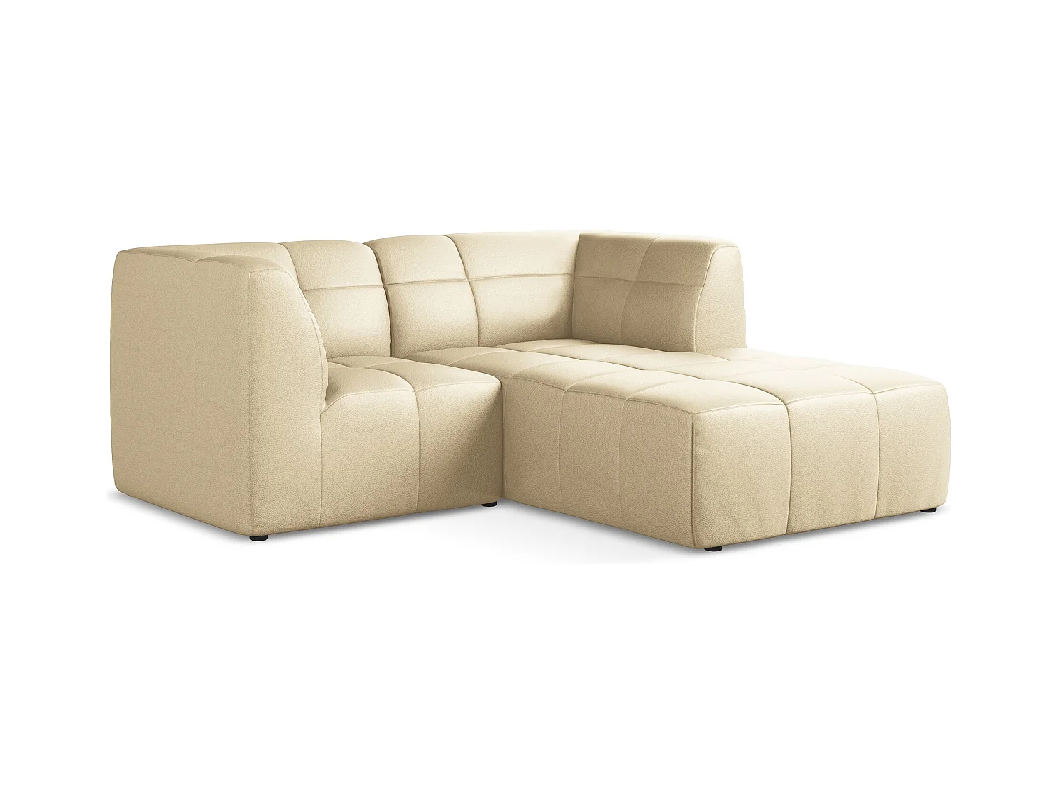 Modulaire hoekbank rechts van beige kunstleer - ALOHA