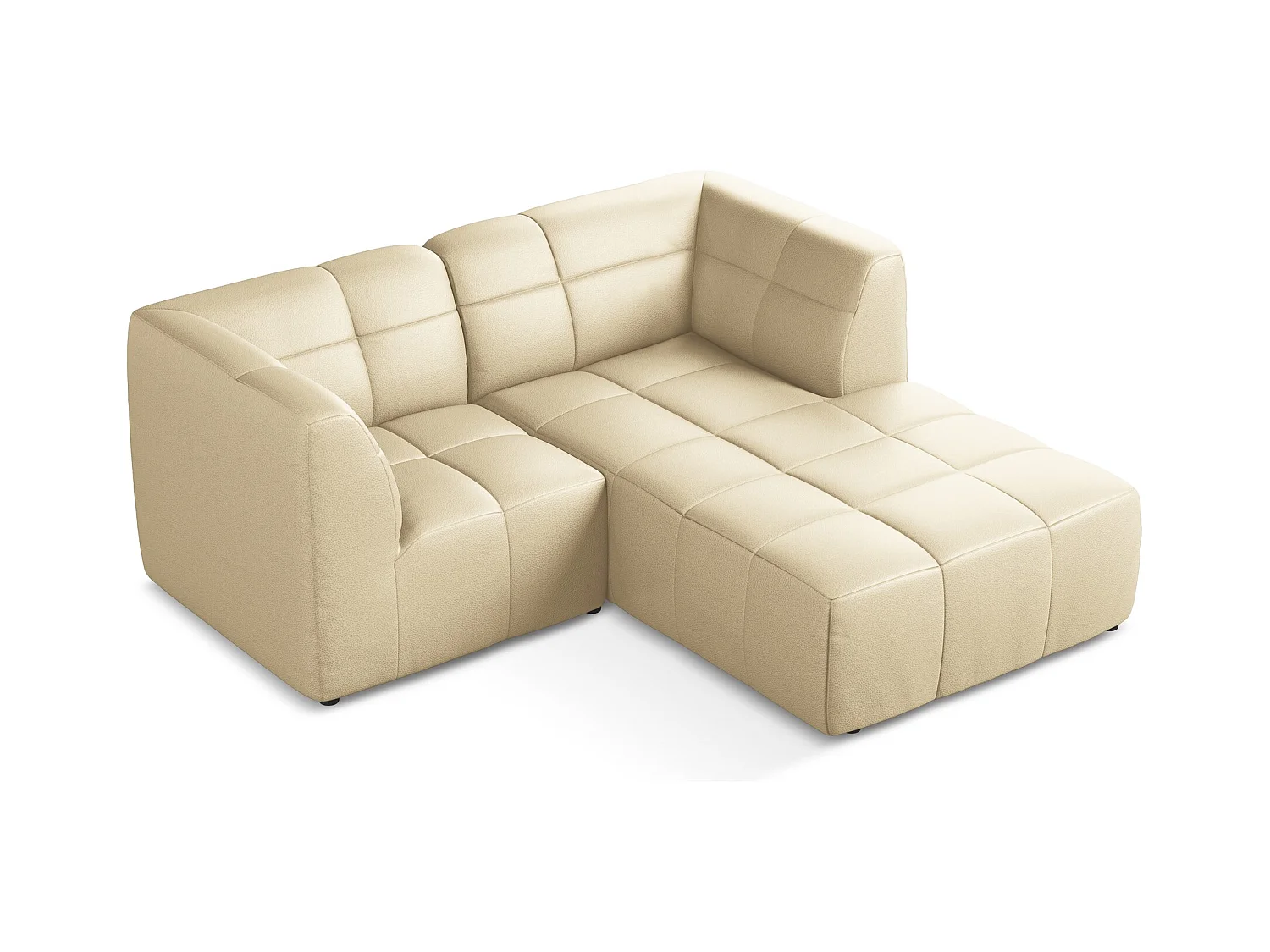 Modulaire hoekbank rechts van beige kunstleer - ALOHA