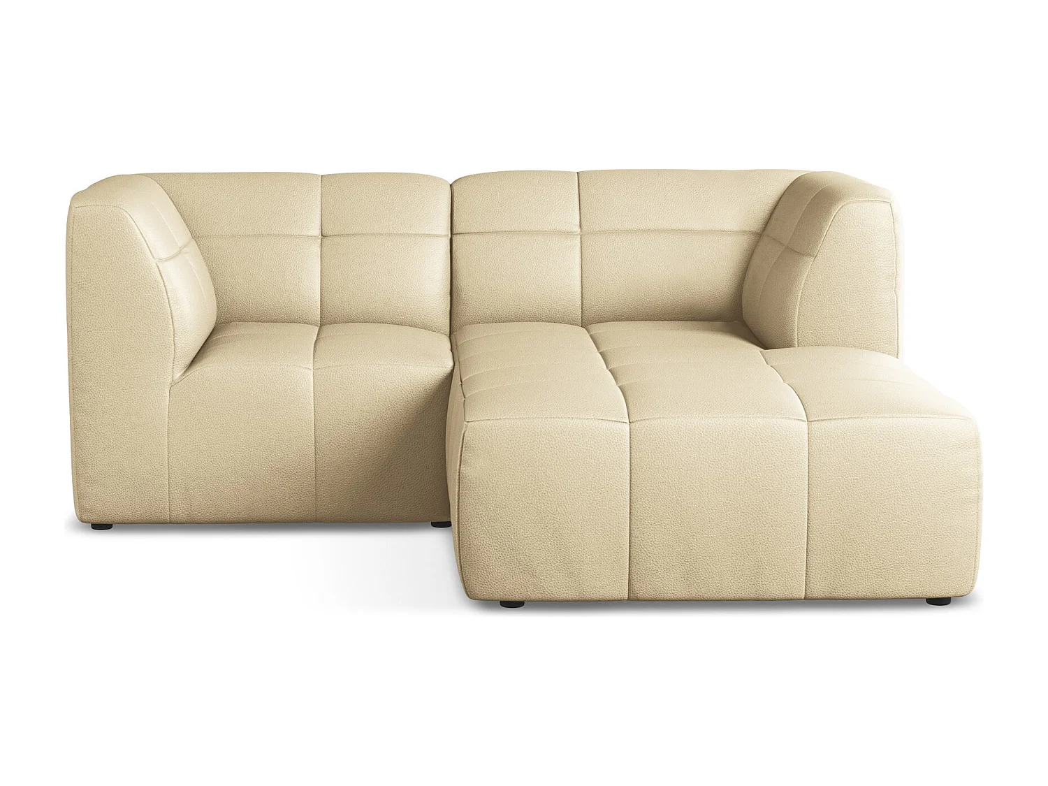 Canapé d'angle 2,5 places modulaire droit en similicuir - beige - ALOHA