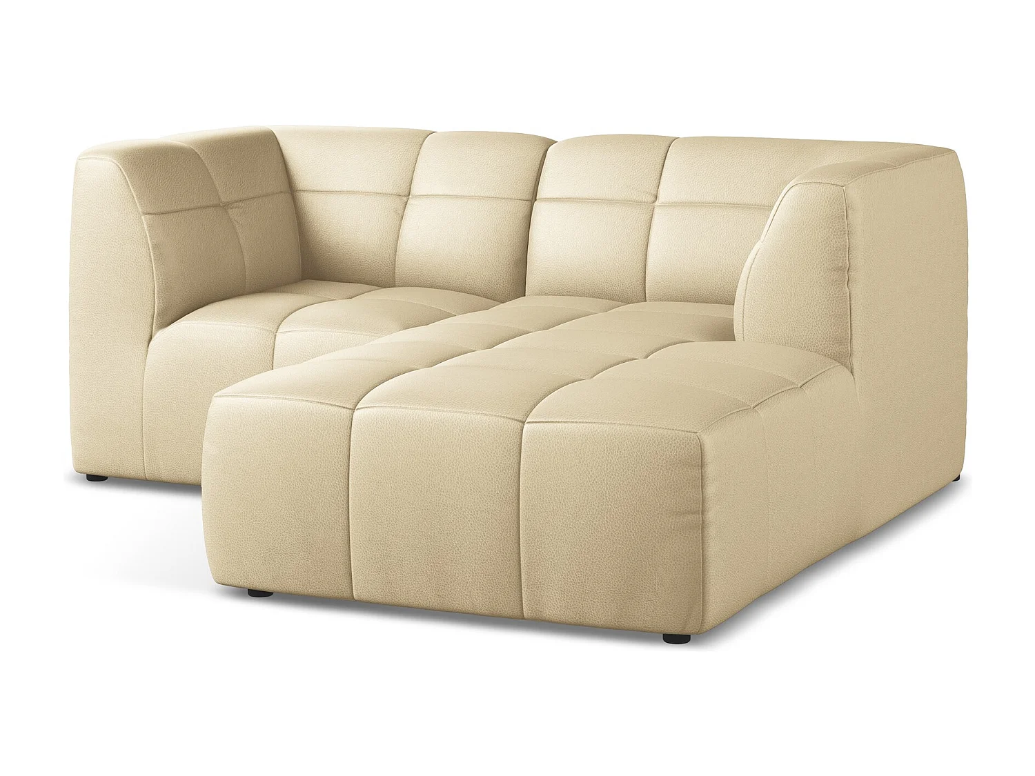 Canapé d'angle 2,5 places modulaire droit en similicuir - beige - ALOHA