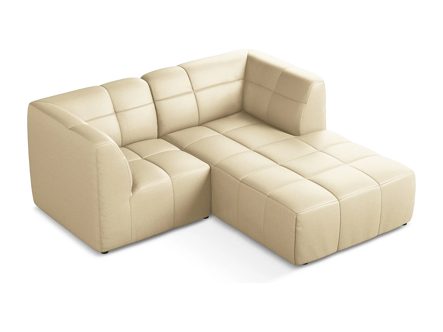 Canapé d'angle 2,5 places modulaire droit en similicuir - beige - ALOHA