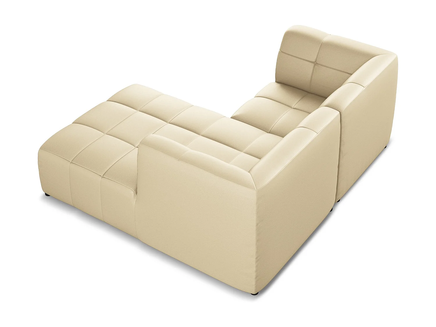 Canapé d'angle 2,5 places modulaire droit en similicuir - beige - ALOHA