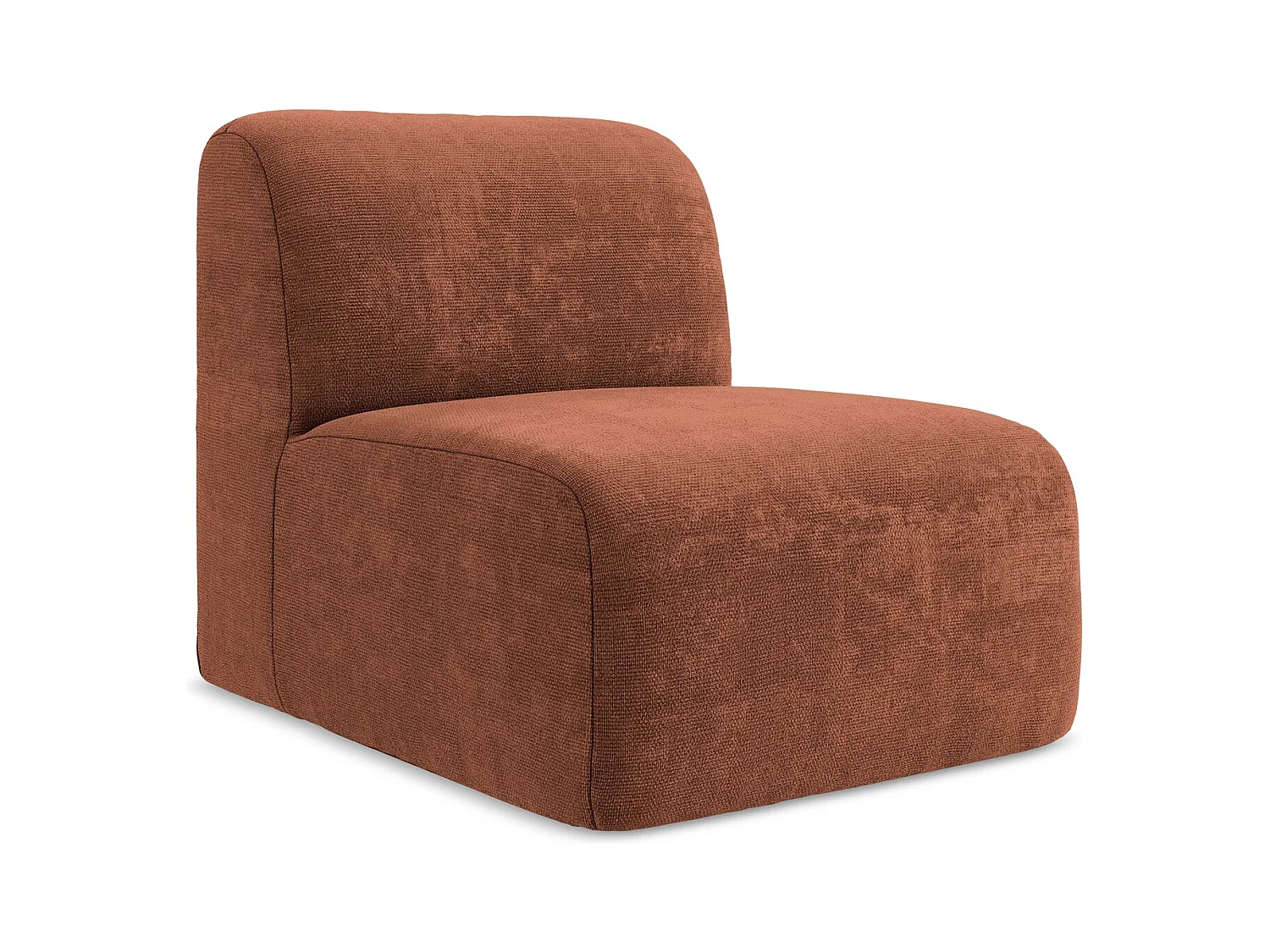 Fauteuil pour canapé modulable en tissu chenille - terre cuite - LANI