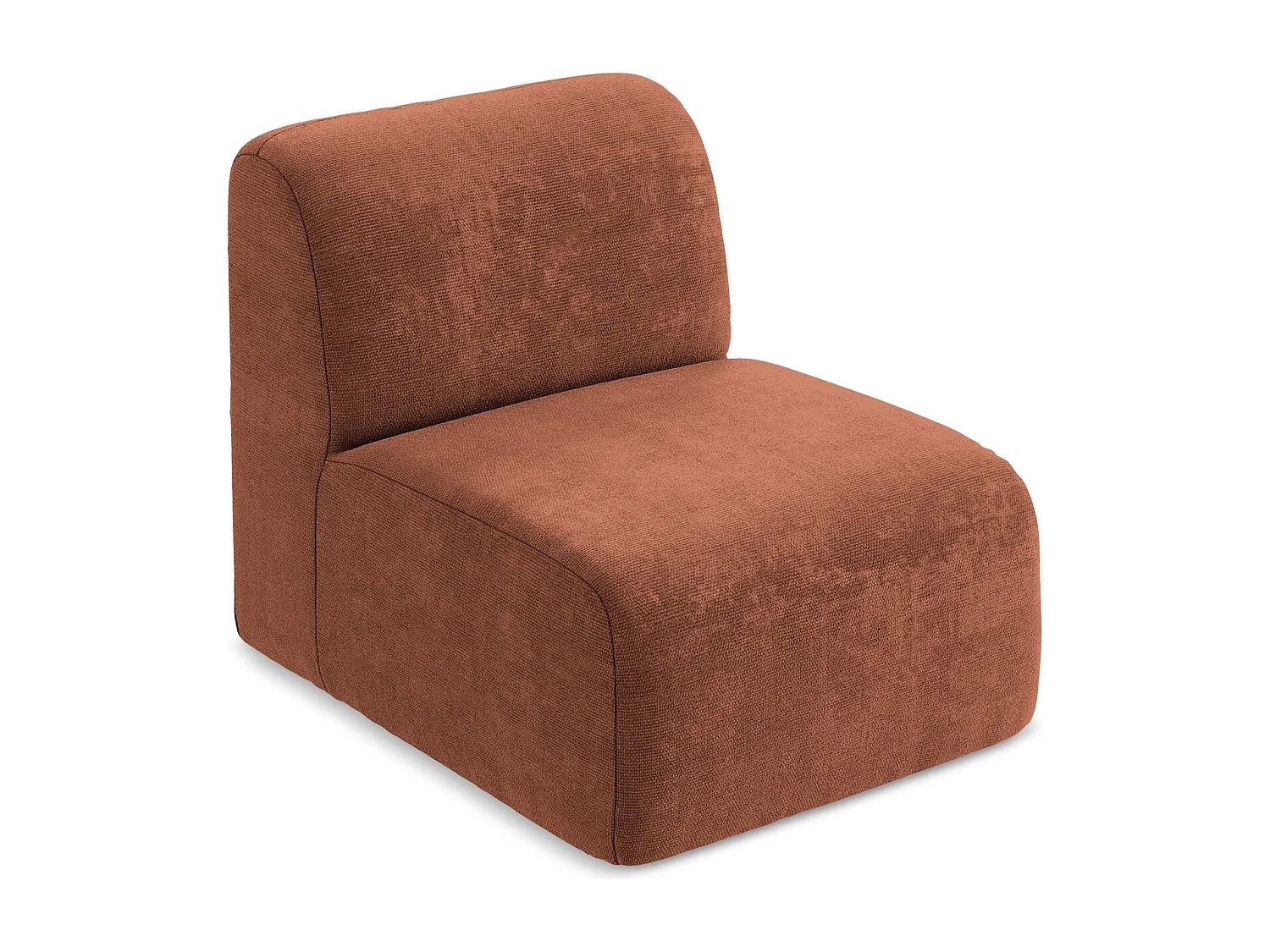 Fauteuil pour canapé modulable en tissu chenille - terre cuite - LANI