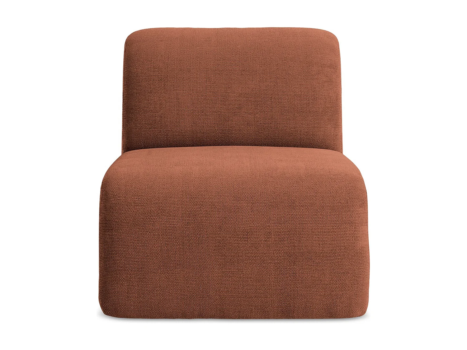 Fauteuil pour canapé modulable en tissu chenille - terre cuite - LANI