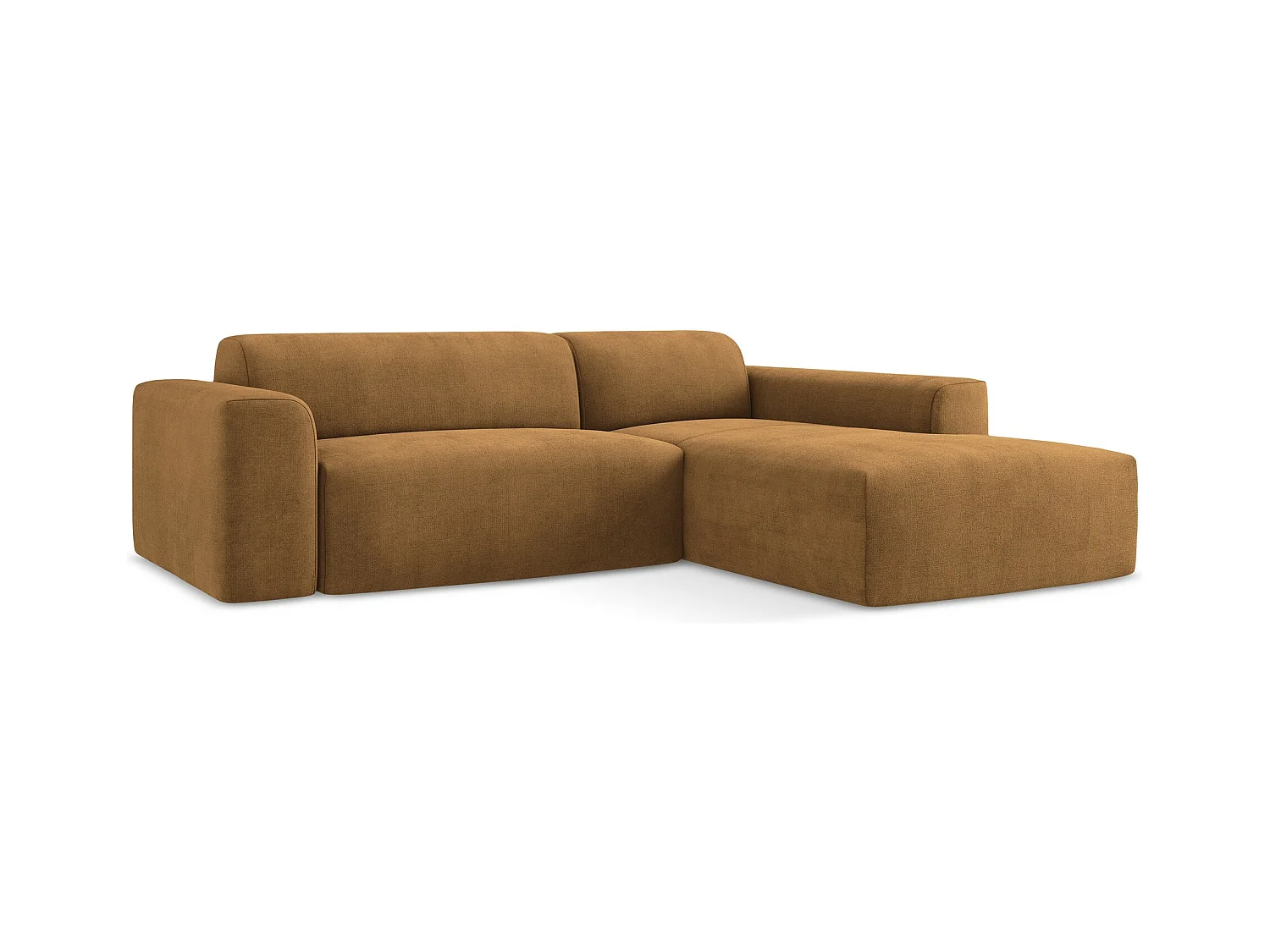 Canapé d'angle 3 places modulaire droit en tissu texturé - terre cuite - KELI