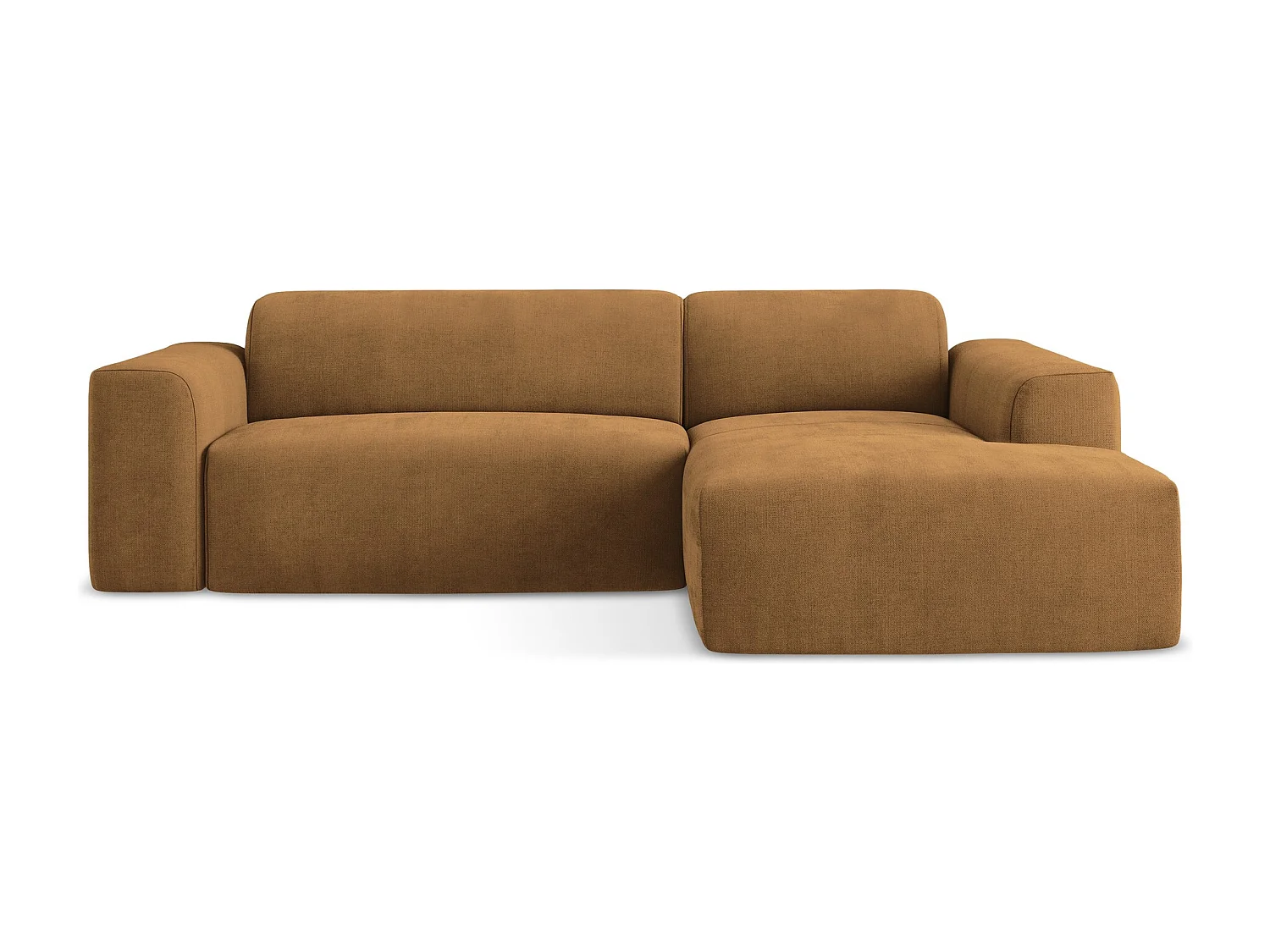 Canapé d'angle 3 places modulaire droit en tissu texturé - terre cuite - KELI