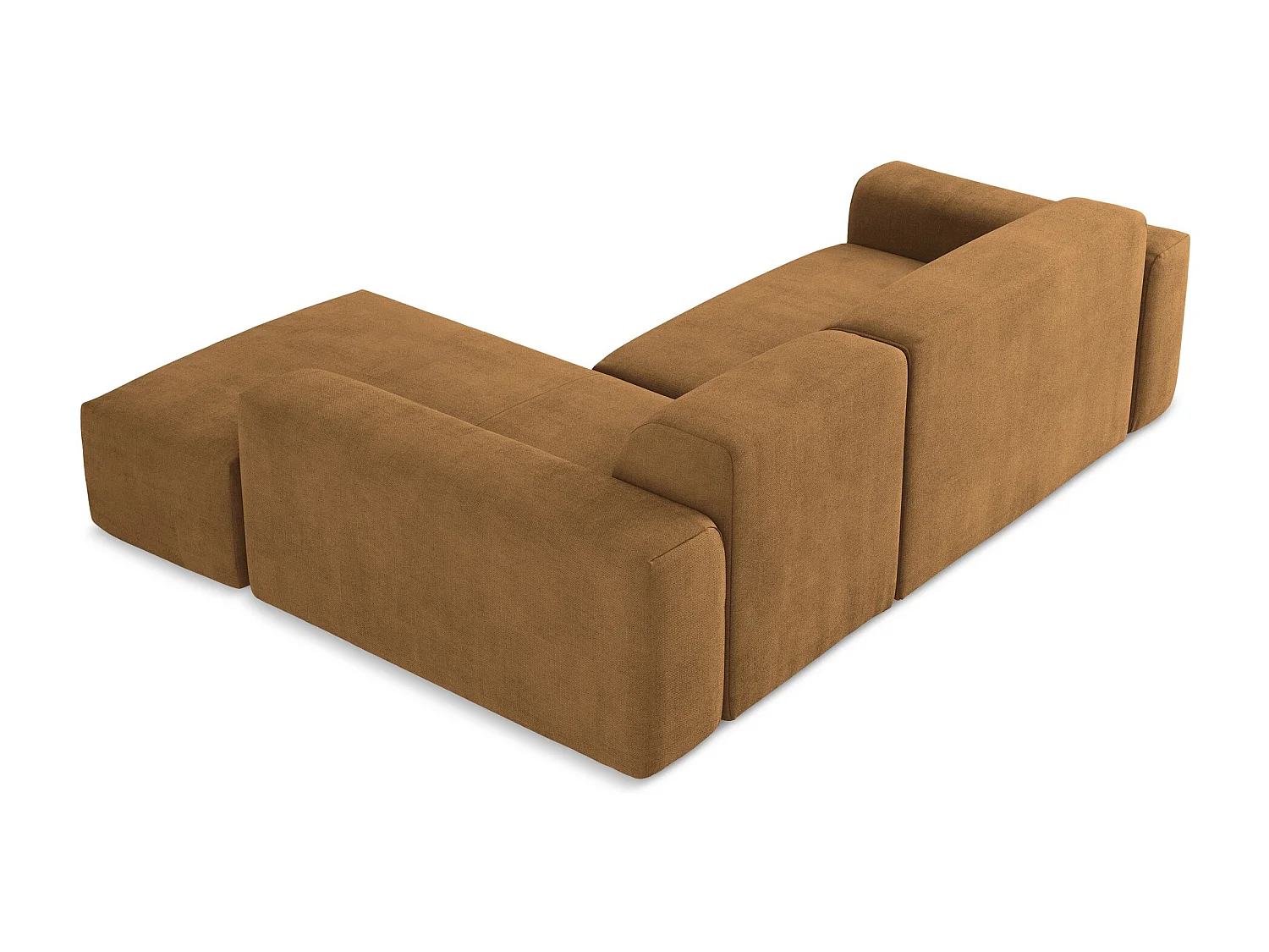 Canapé d'angle 3 places modulaire droit en tissu texturé - terre cuite - KELI