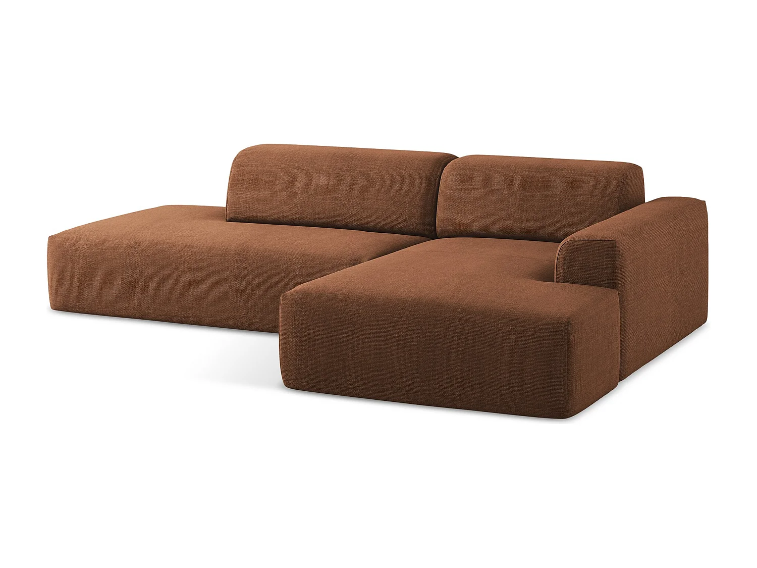 Modulaire hoekbank links van terracotta textuurstof - KELI