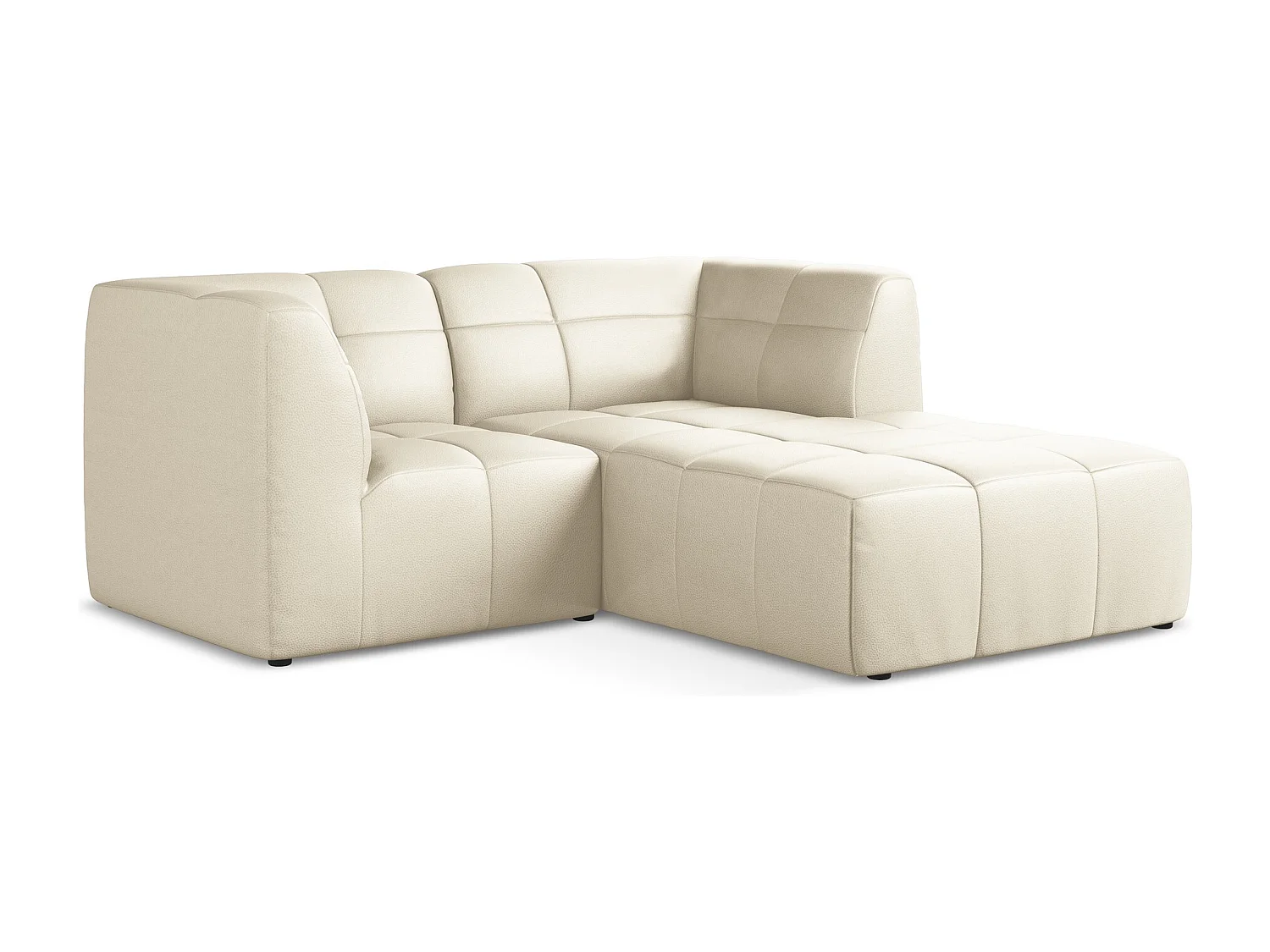 Modulaire hoekbank rechts van lichtbeige kunstleer - ALOHA