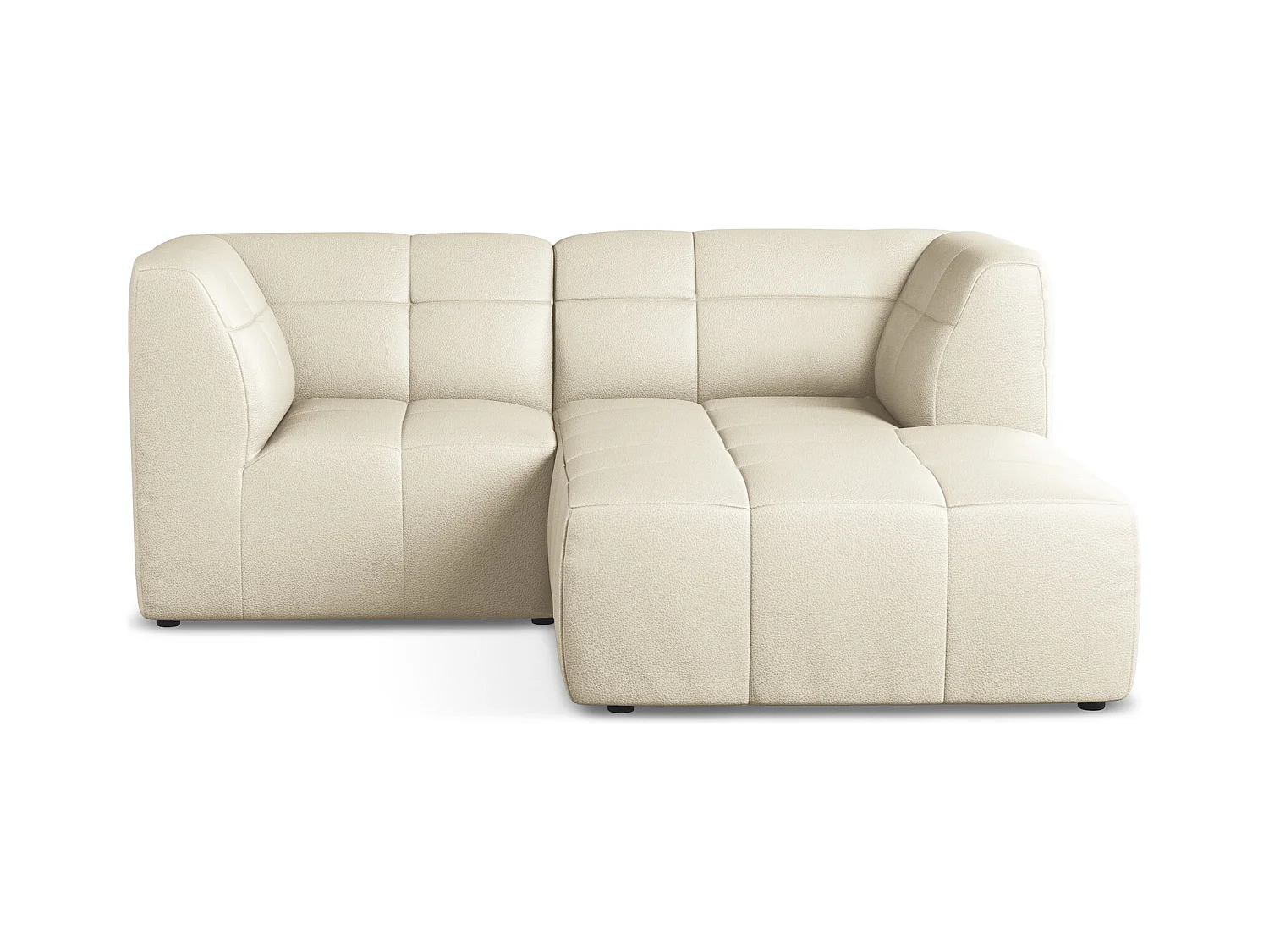 Modulaire hoekbank rechts van lichtbeige kunstleer - ALOHA