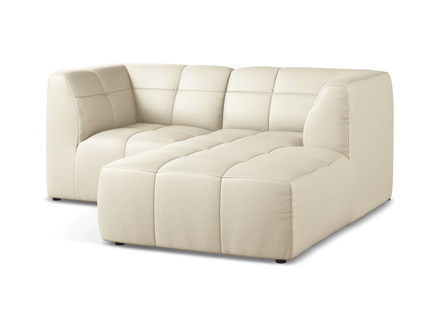 Modulaire hoekbank rechts van lichtbeige kunstleer - ALOHA