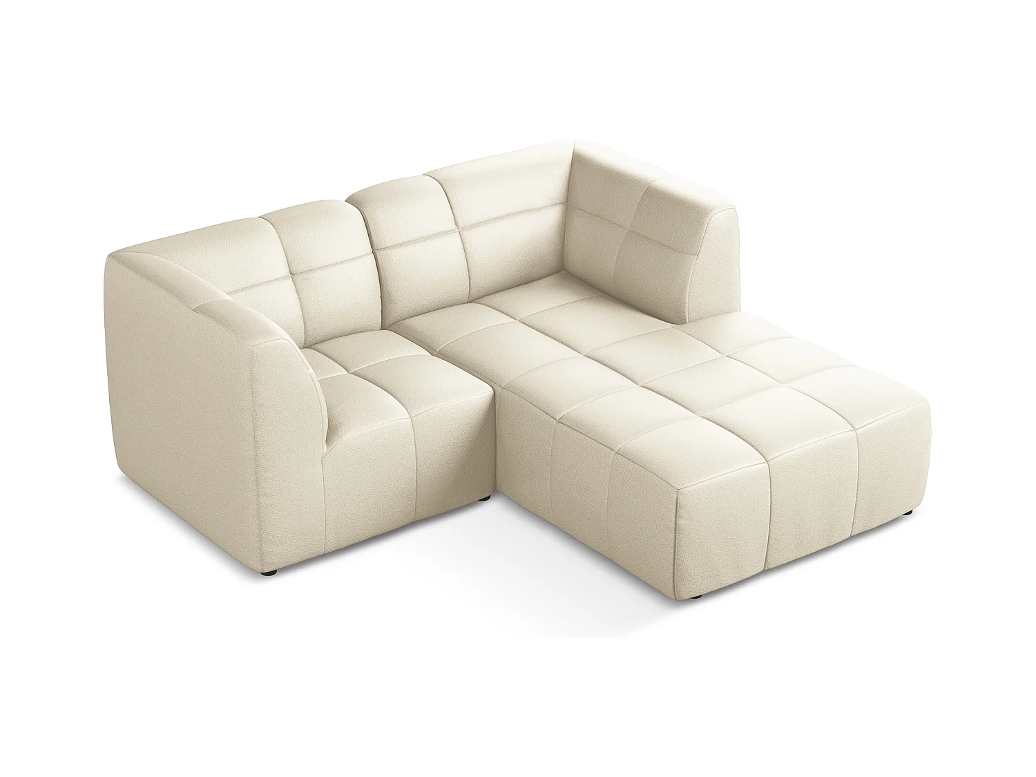 Modulaire hoekbank rechts van lichtbeige kunstleer - ALOHA