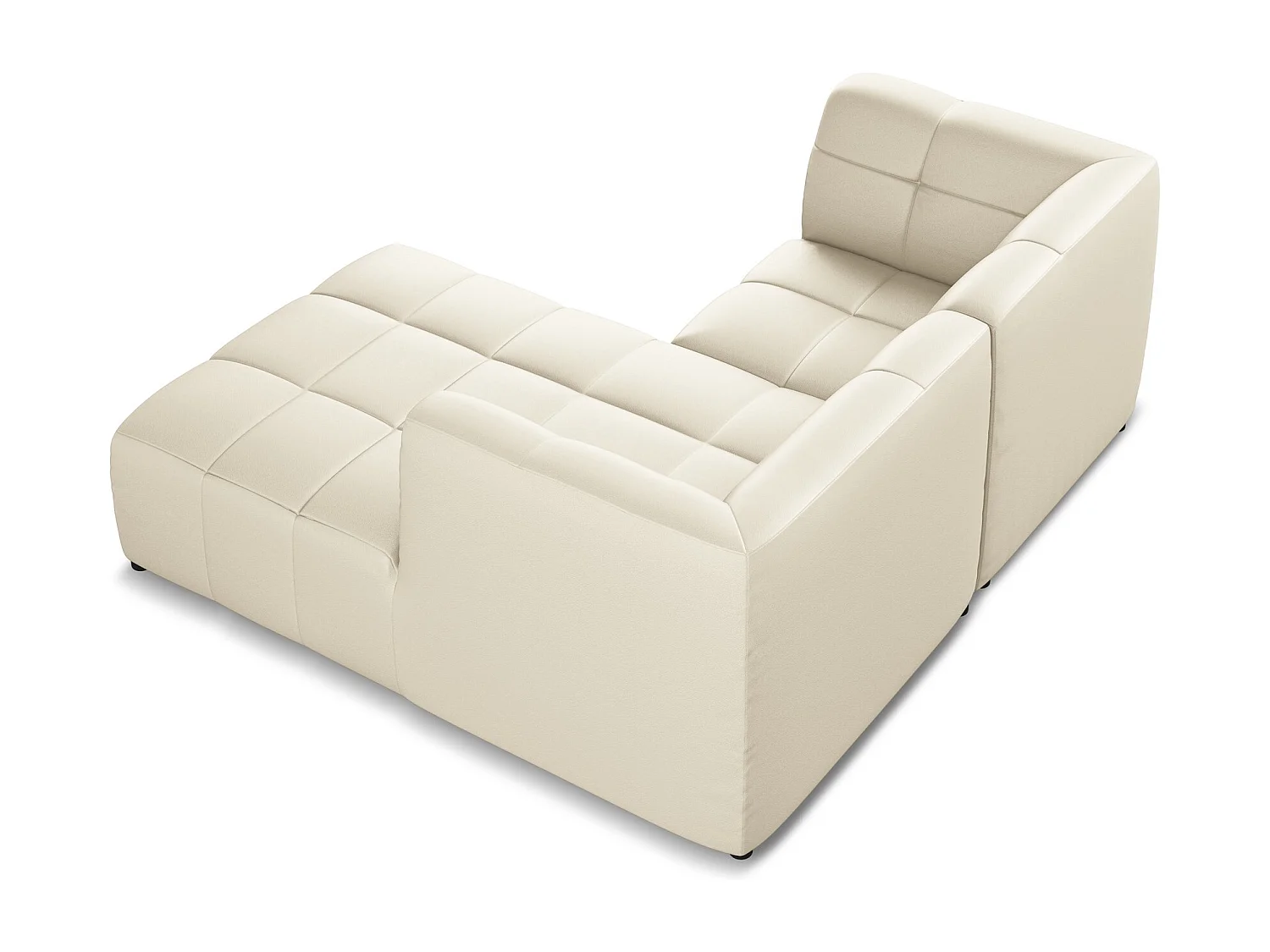 Modulaire hoekbank rechts van lichtbeige kunstleer - ALOHA