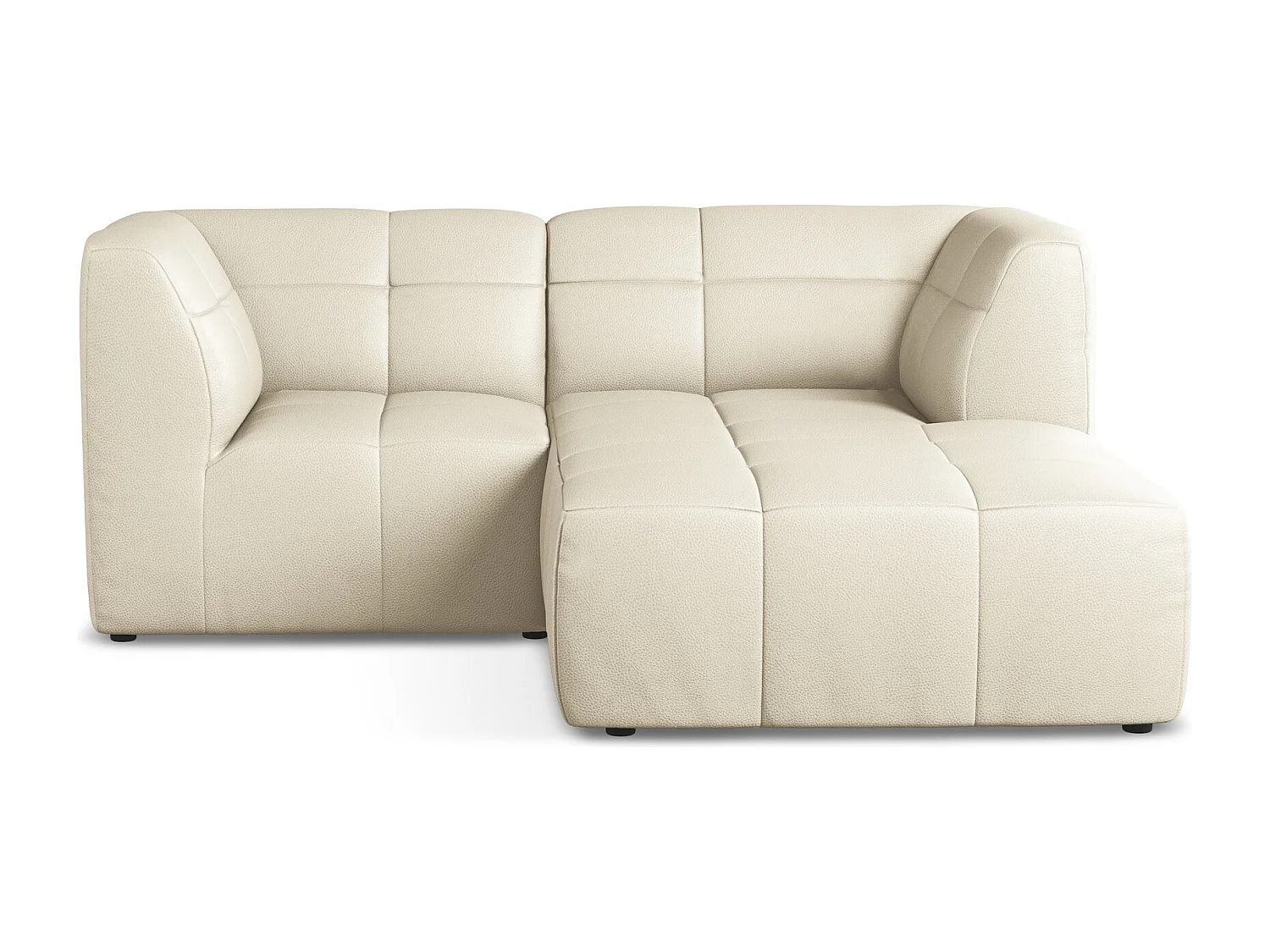 Sofá de canto modular direito 2,5 lugares em couro sintético bege claro - ALOHA