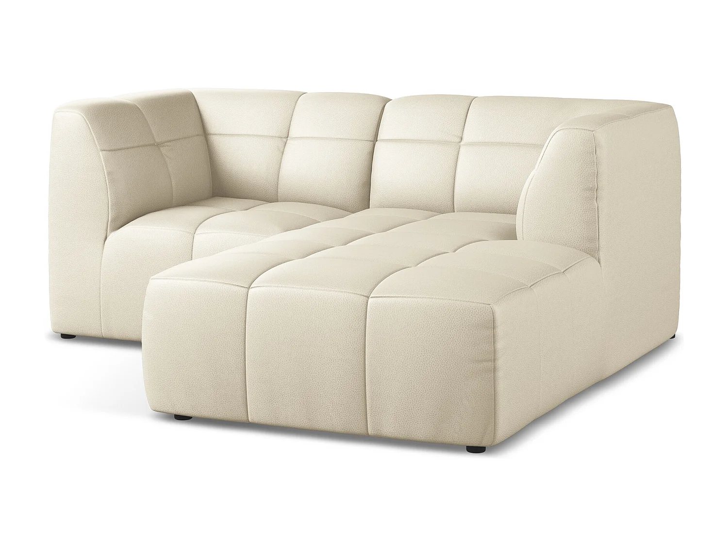 Sofá de canto modular direito 2,5 lugares em couro sintético bege claro - ALOHA