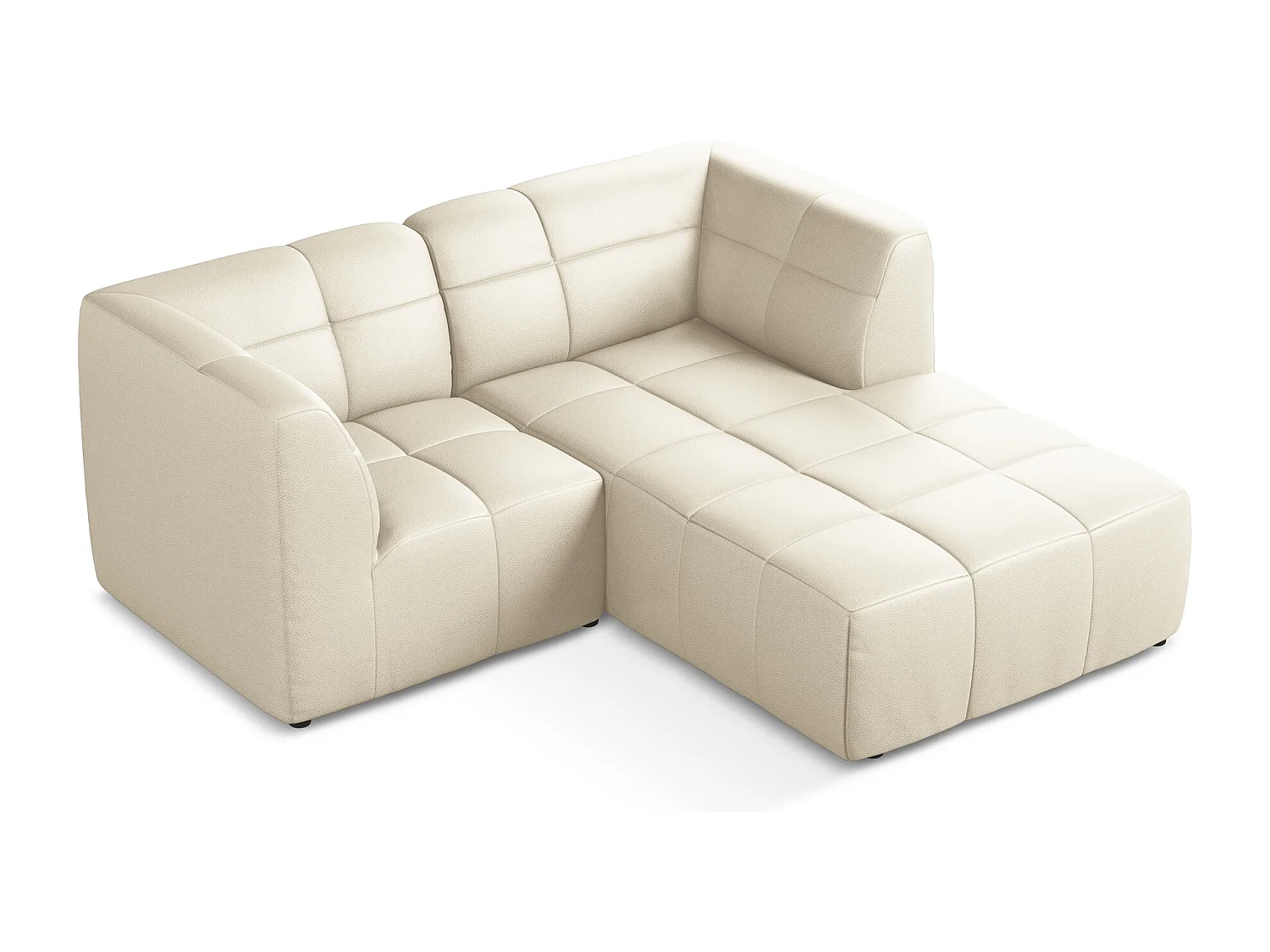 Sofá de canto modular direito 2,5 lugares em couro sintético bege claro - ALOHA