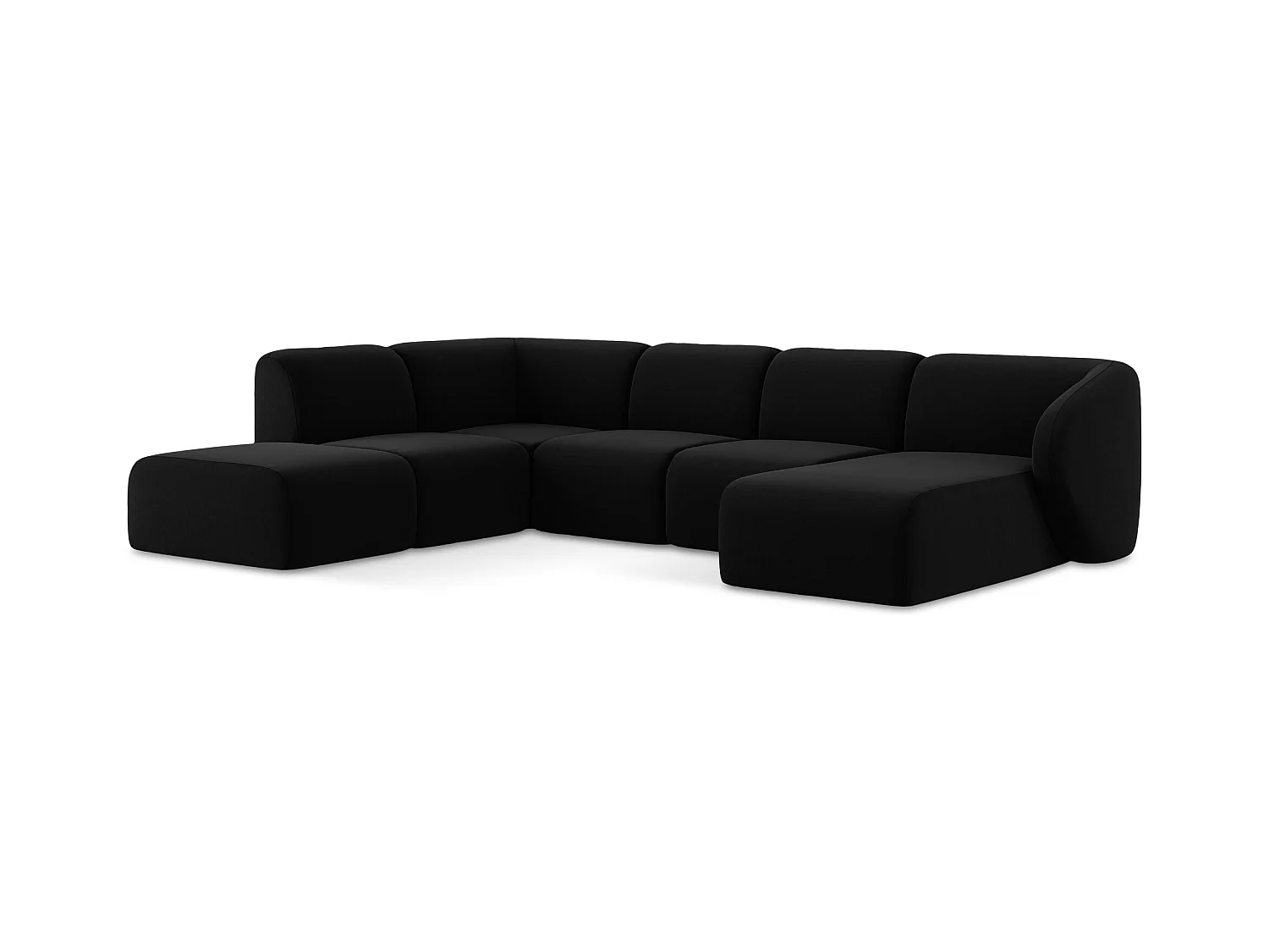 Sofa panoramiczna lewa - z tkaniny welwetowej - czarny - LANI