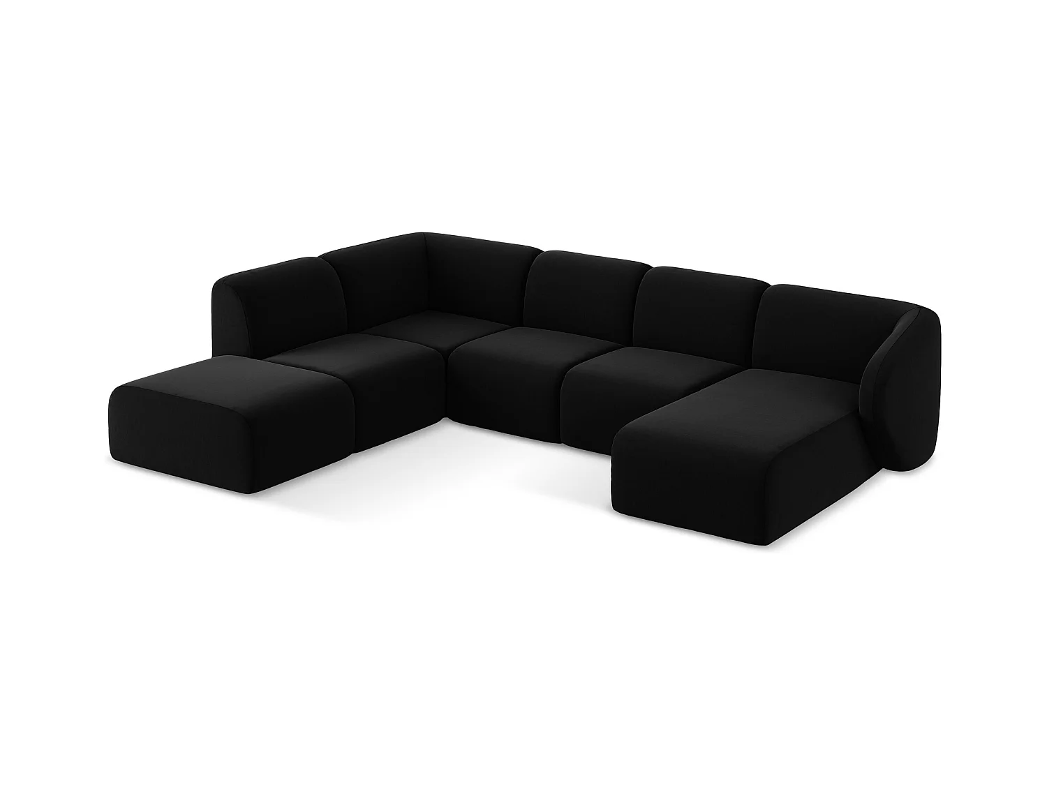 Sofa panoramiczna lewa - z tkaniny welwetowej - czarny - LANI