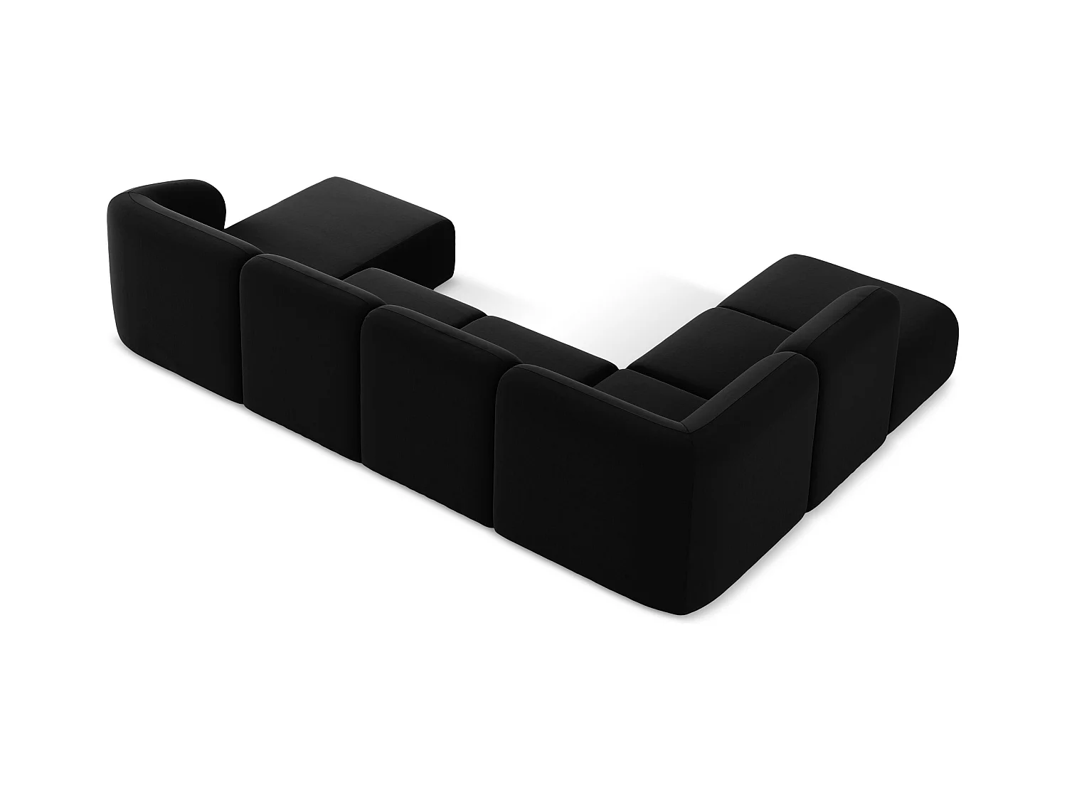 Sofa panoramiczna lewa - z tkaniny welwetowej - czarny - LANI