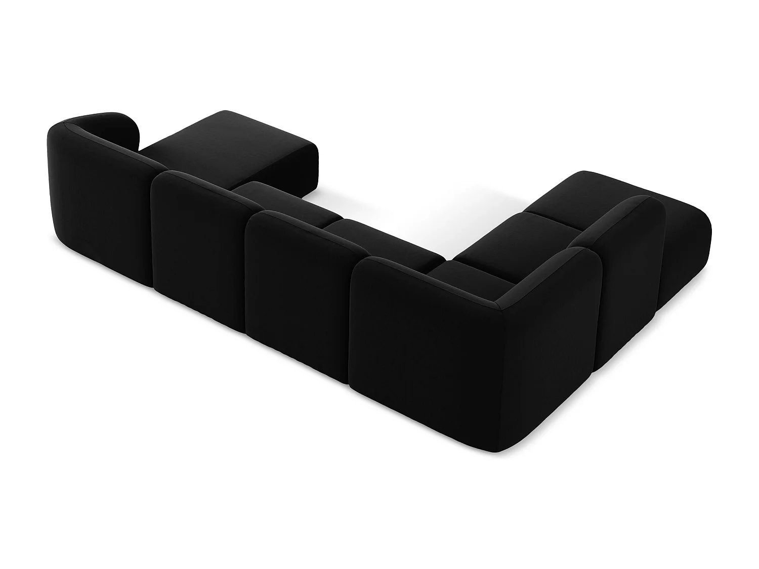 Canapé panoramique 5 places gauche en velours - noir - LANI