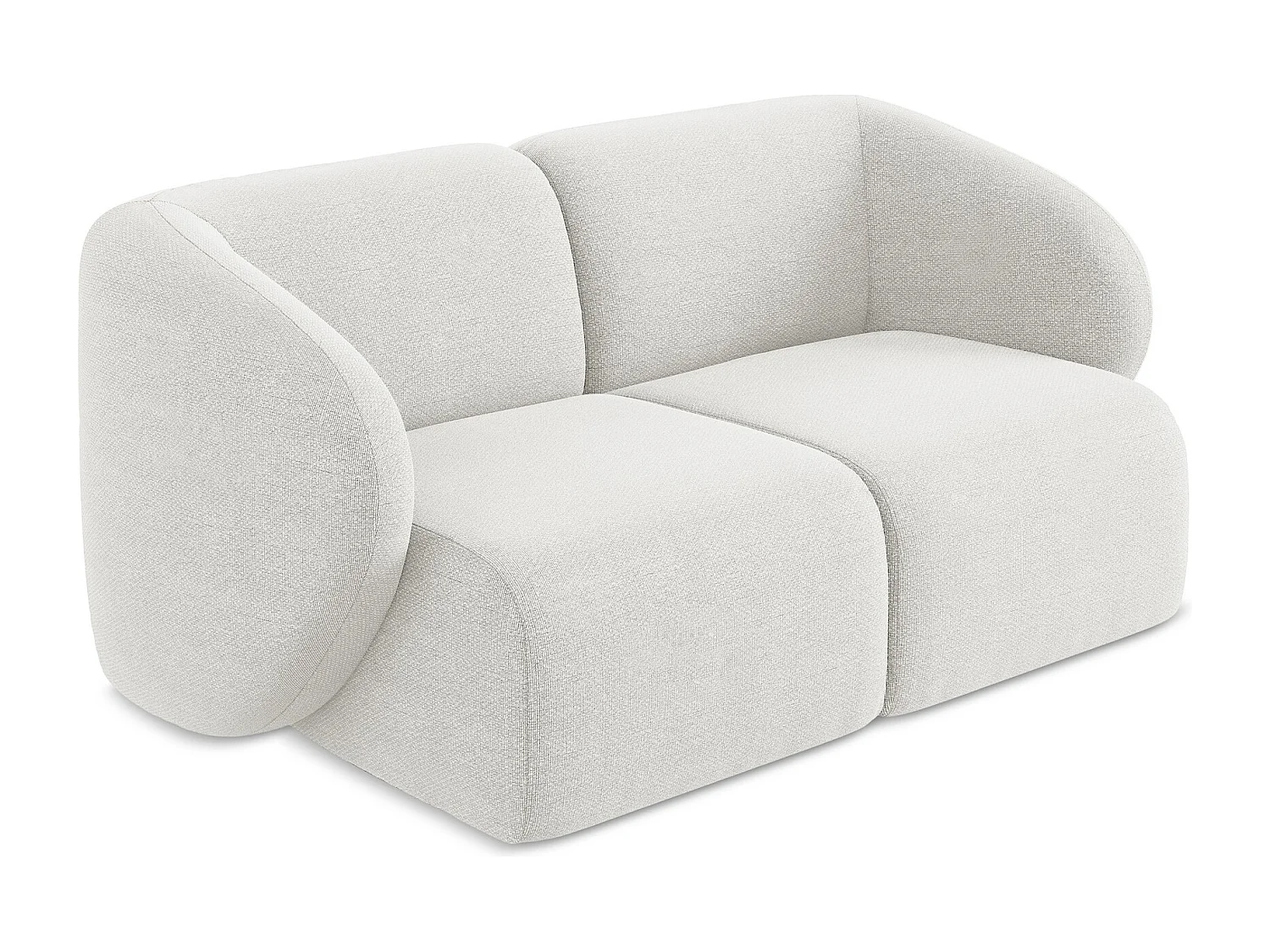 Tweezits modulaire bank van wit bouclé - LANI