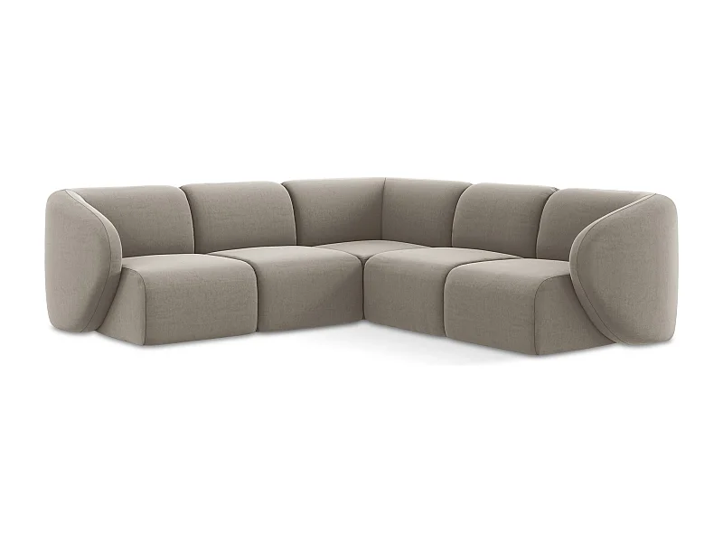 Modulares Ecksofa - - Samt - Taupe - LANI