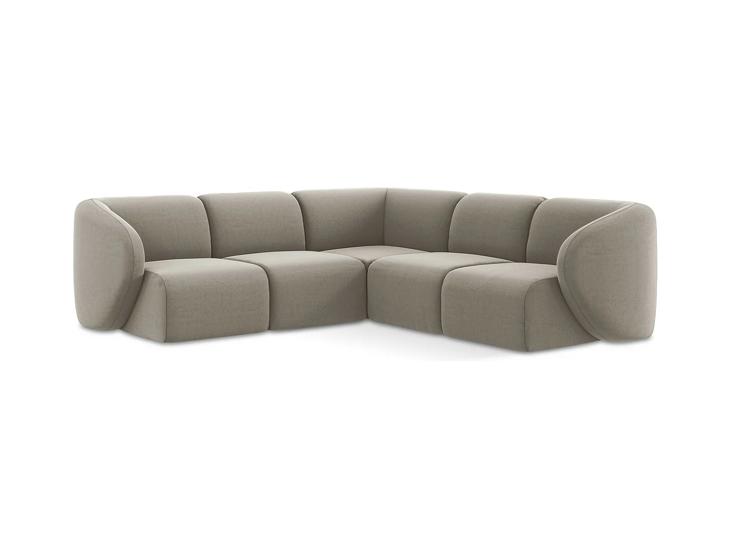Modulares Ecksofa - - Samt - Taupe - LANI