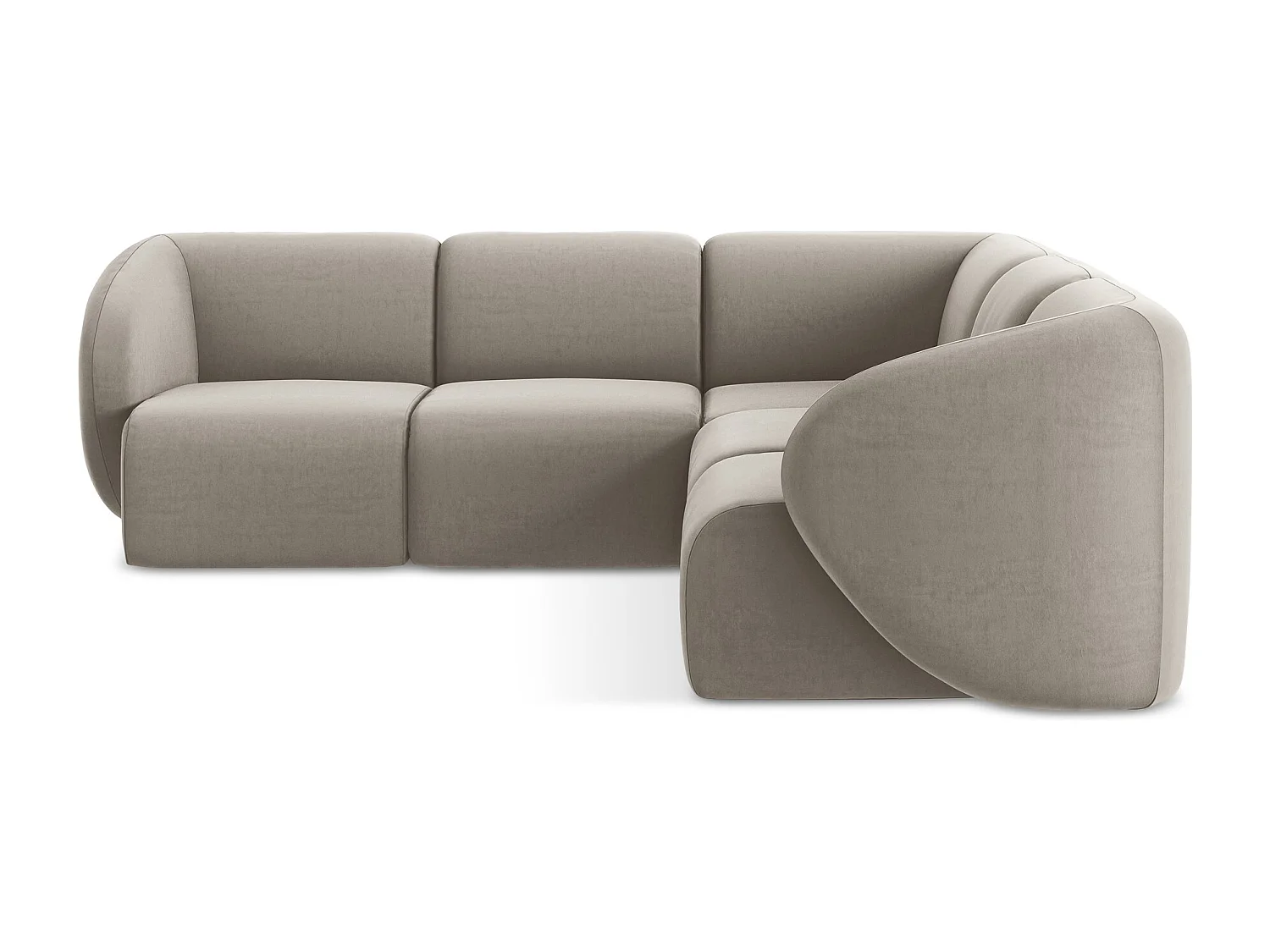 Modulaire hoekbank van taupe velours - LANI