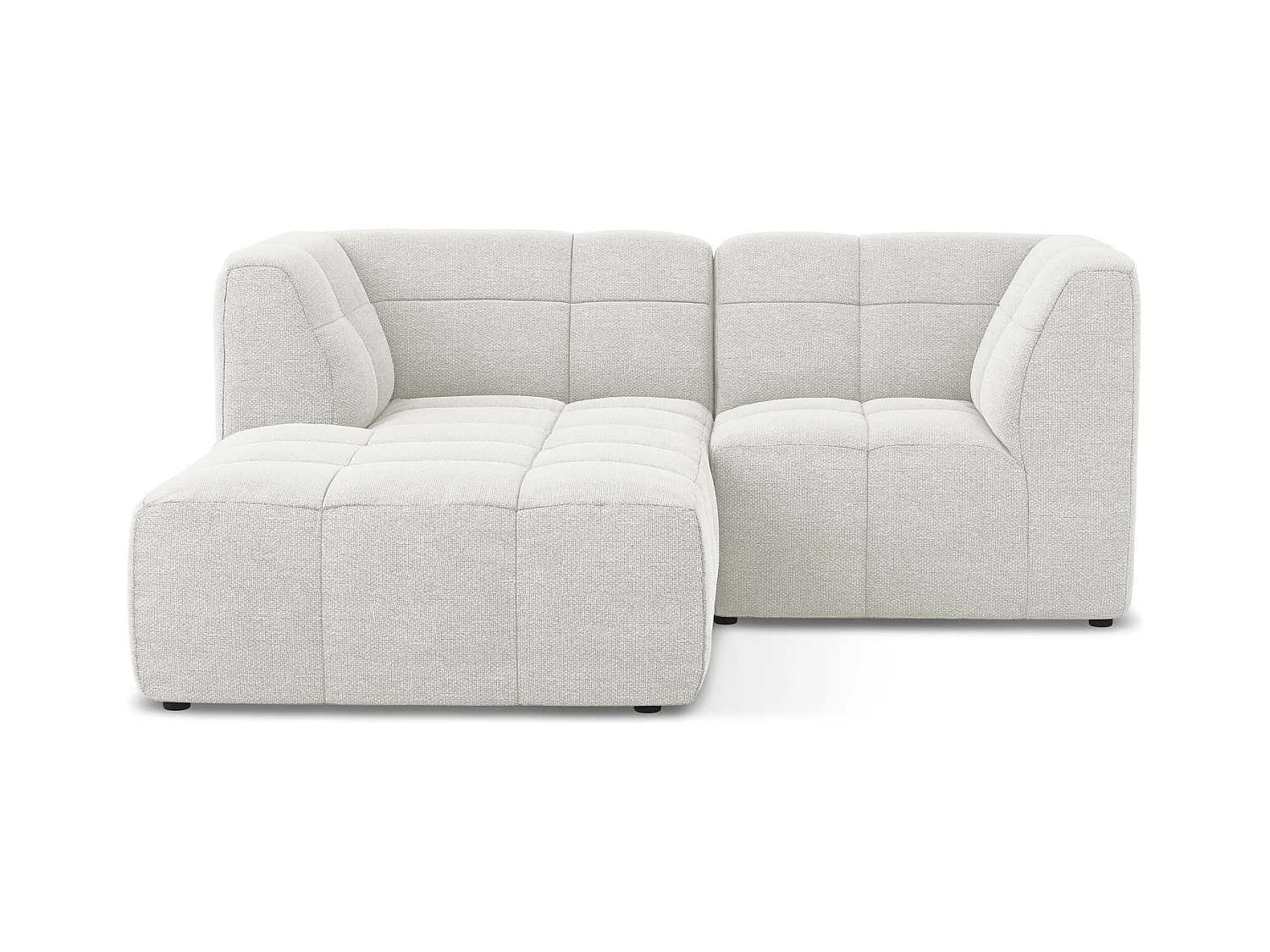 Canapé d'angle 2,5 places modulaire gauche en tissu bouclette - blanc - ALOHA