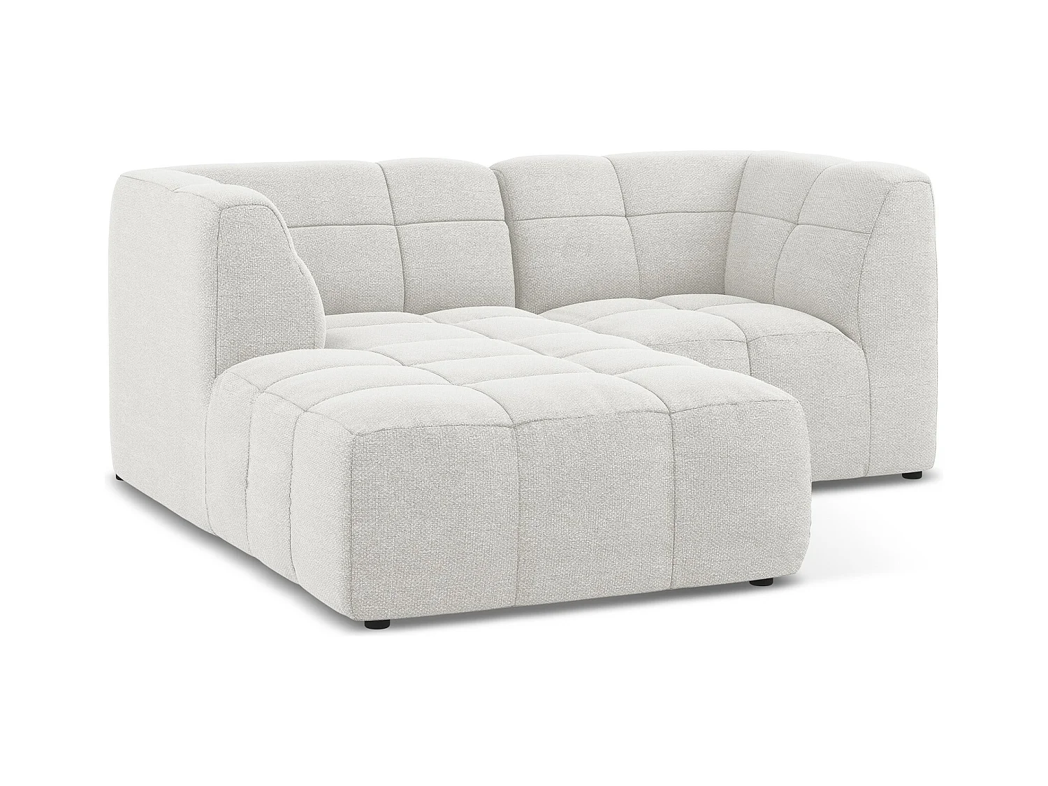 Canapé d'angle 2,5 places modulaire gauche en tissu bouclette - blanc - ALOHA