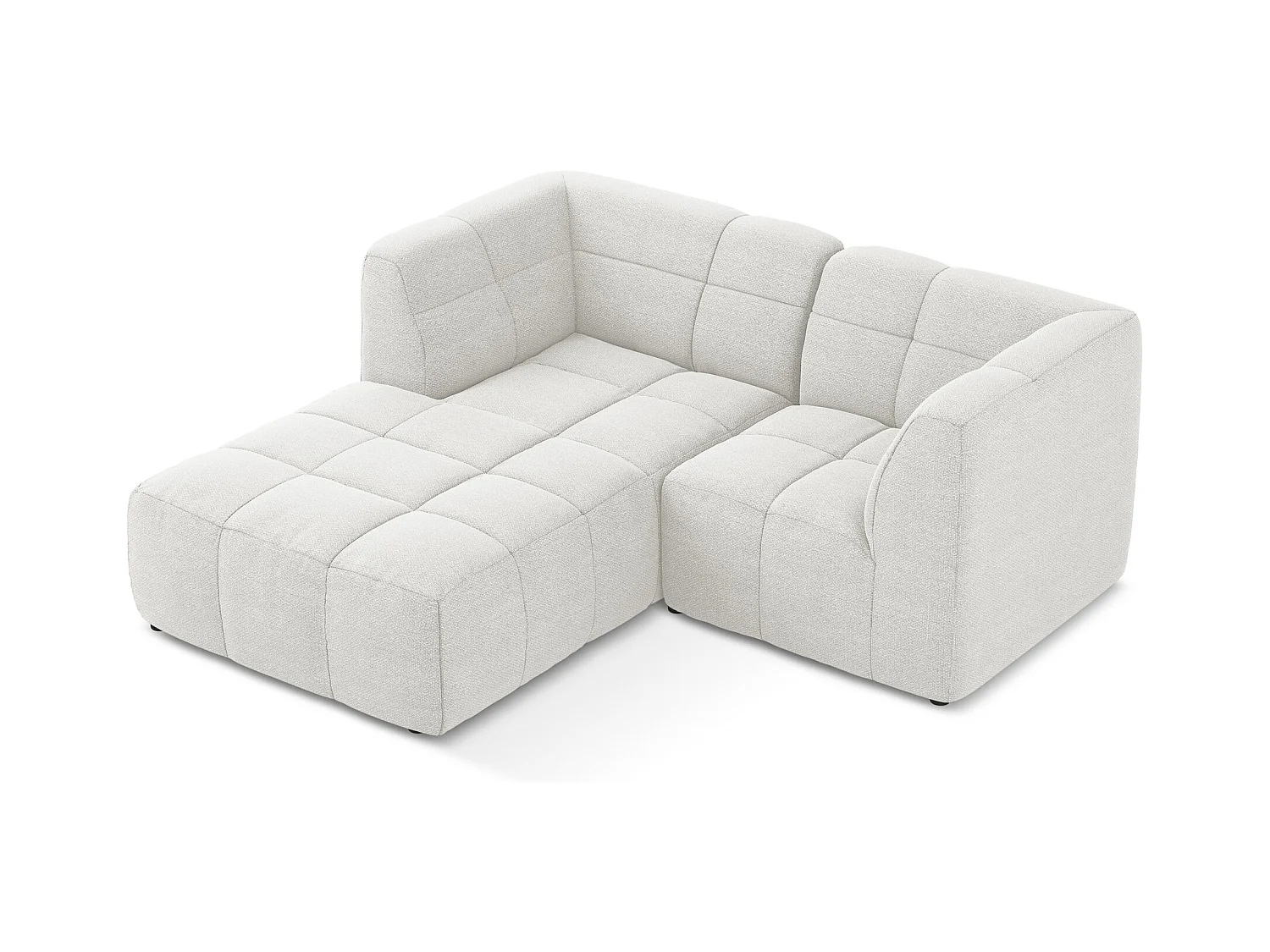 Canapé d'angle 2,5 places modulaire gauche en tissu bouclette - blanc - ALOHA