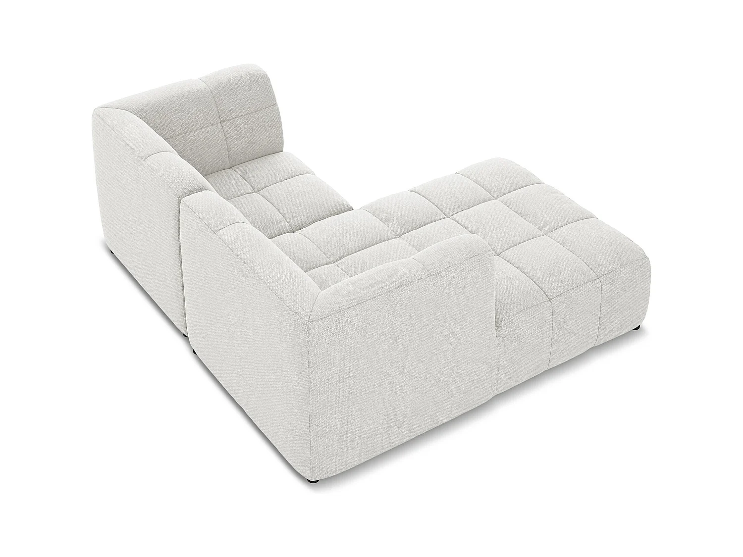 Canapé d'angle 2,5 places modulaire gauche en tissu bouclette - blanc - ALOHA