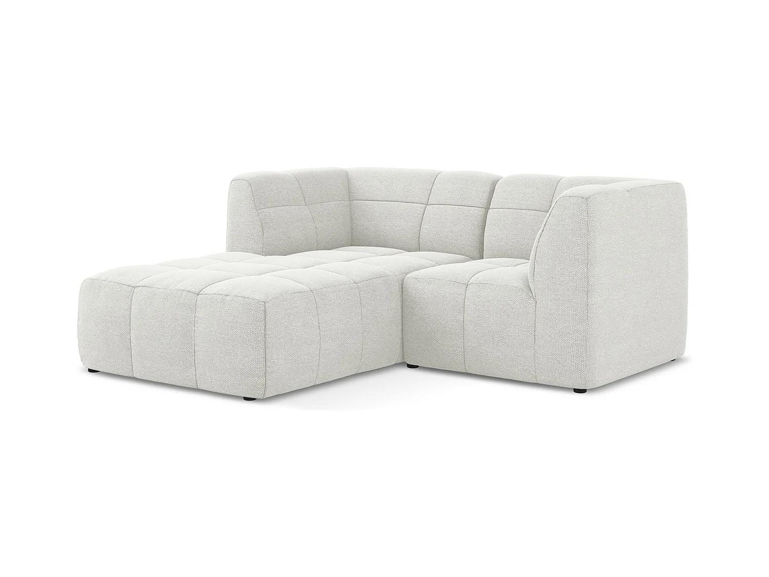 Canapé d'angle 2,5 places modulaire gauche en tissu bouclette - blanc - ALOHA