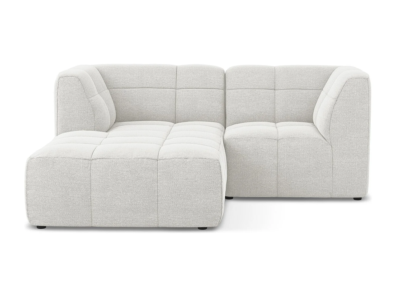 Canapé d'angle 2,5 places modulaire gauche en tissu bouclette - blanc - ALOHA