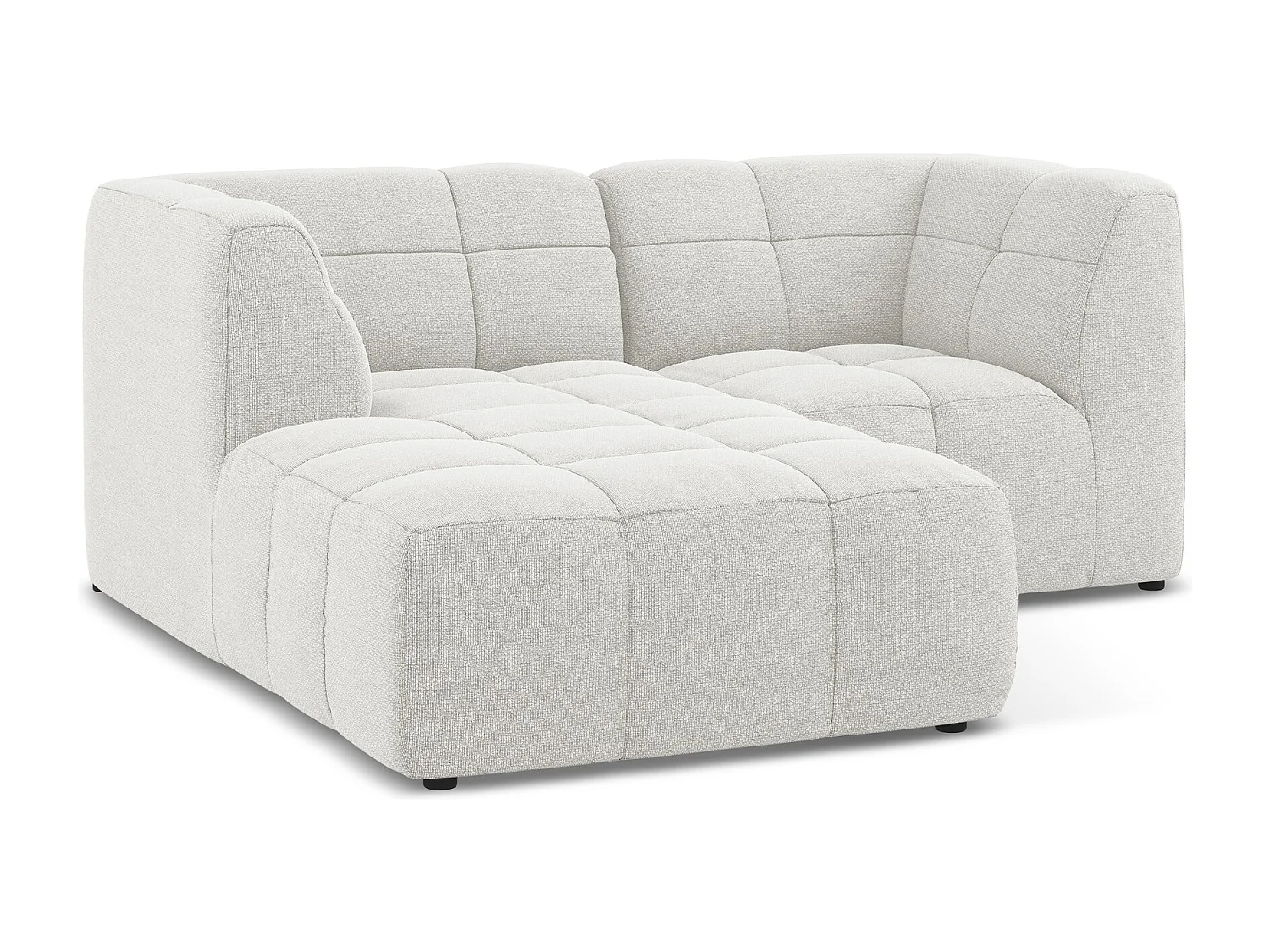 Canapé d'angle 2,5 places modulaire gauche en tissu bouclette - blanc - ALOHA