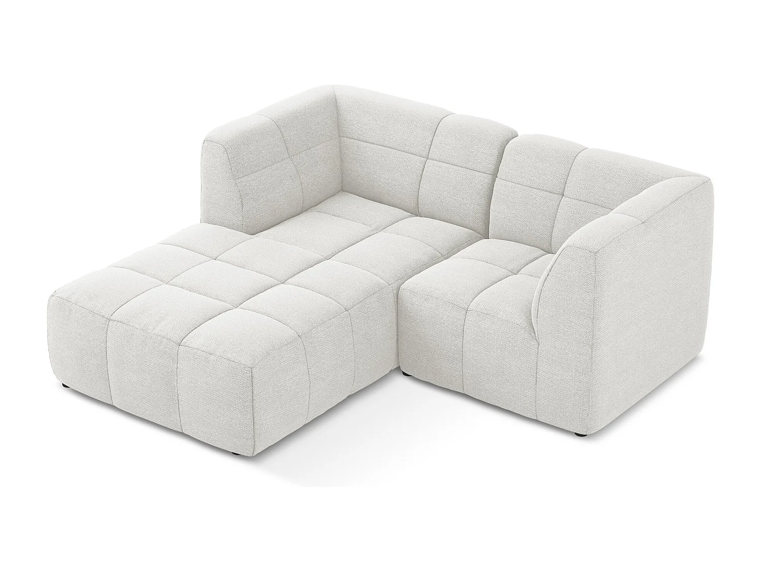 Canapé d'angle 2,5 places modulaire gauche en tissu bouclette - blanc - ALOHA