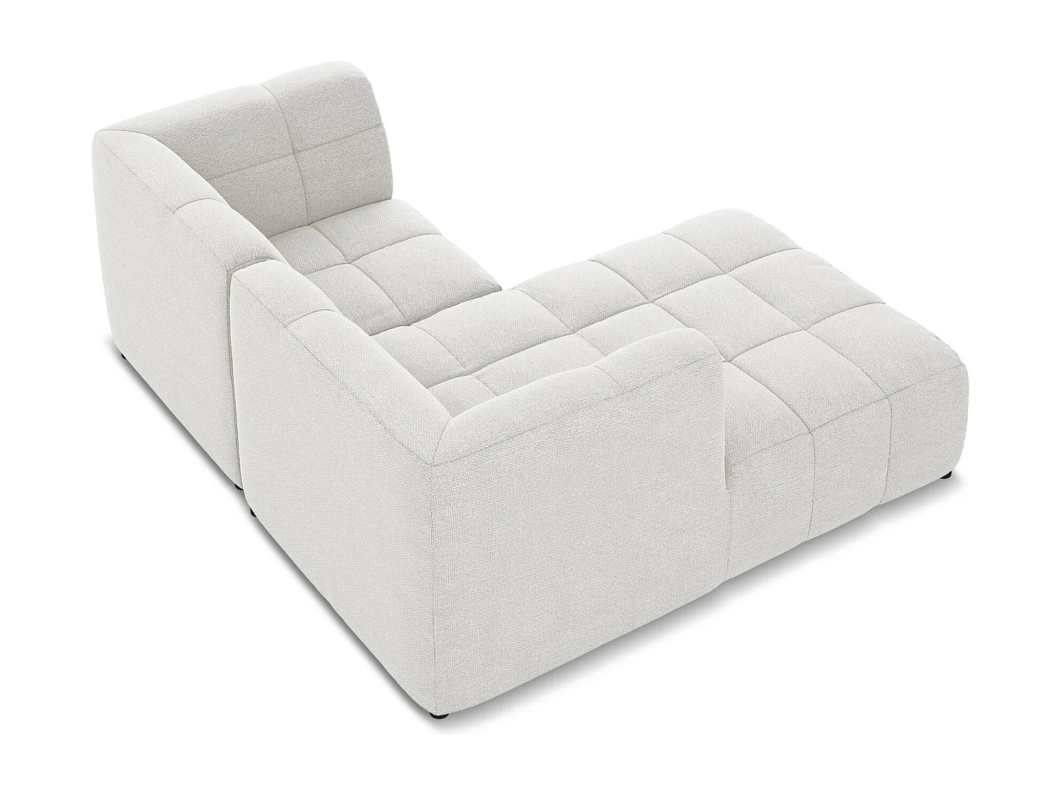 Canapé d'angle 2,5 places modulaire gauche en tissu bouclette - blanc - ALOHA