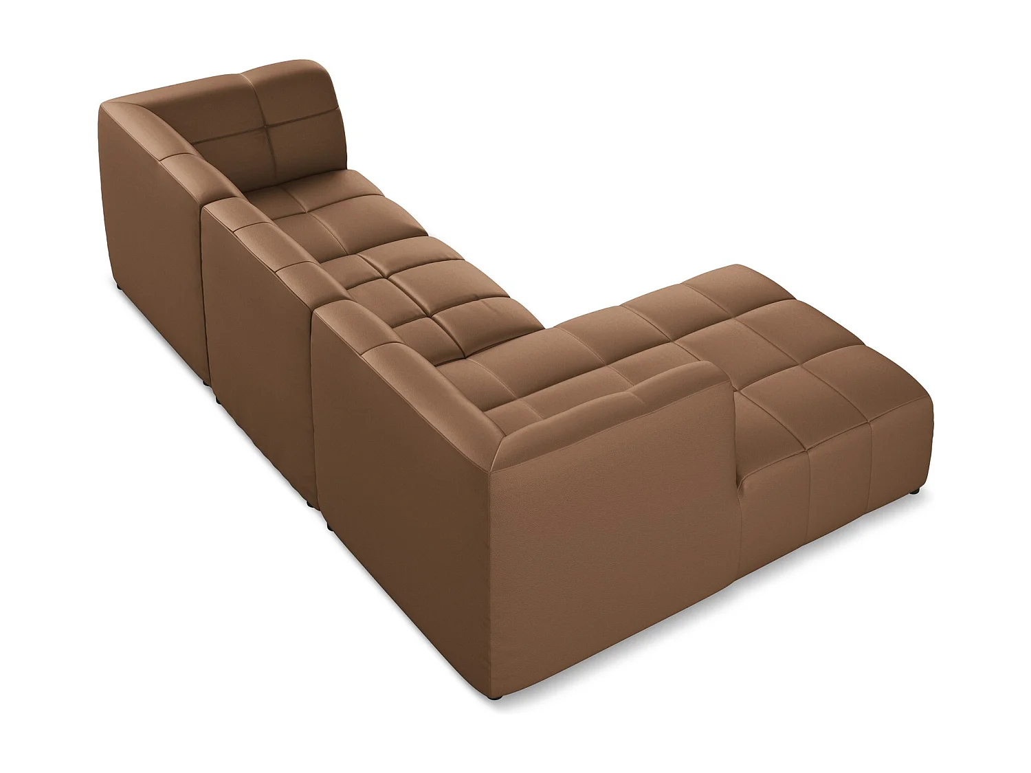 Sofá de canto modular esquerdo 3 lugares em couro sintético chocolate - ALOHA