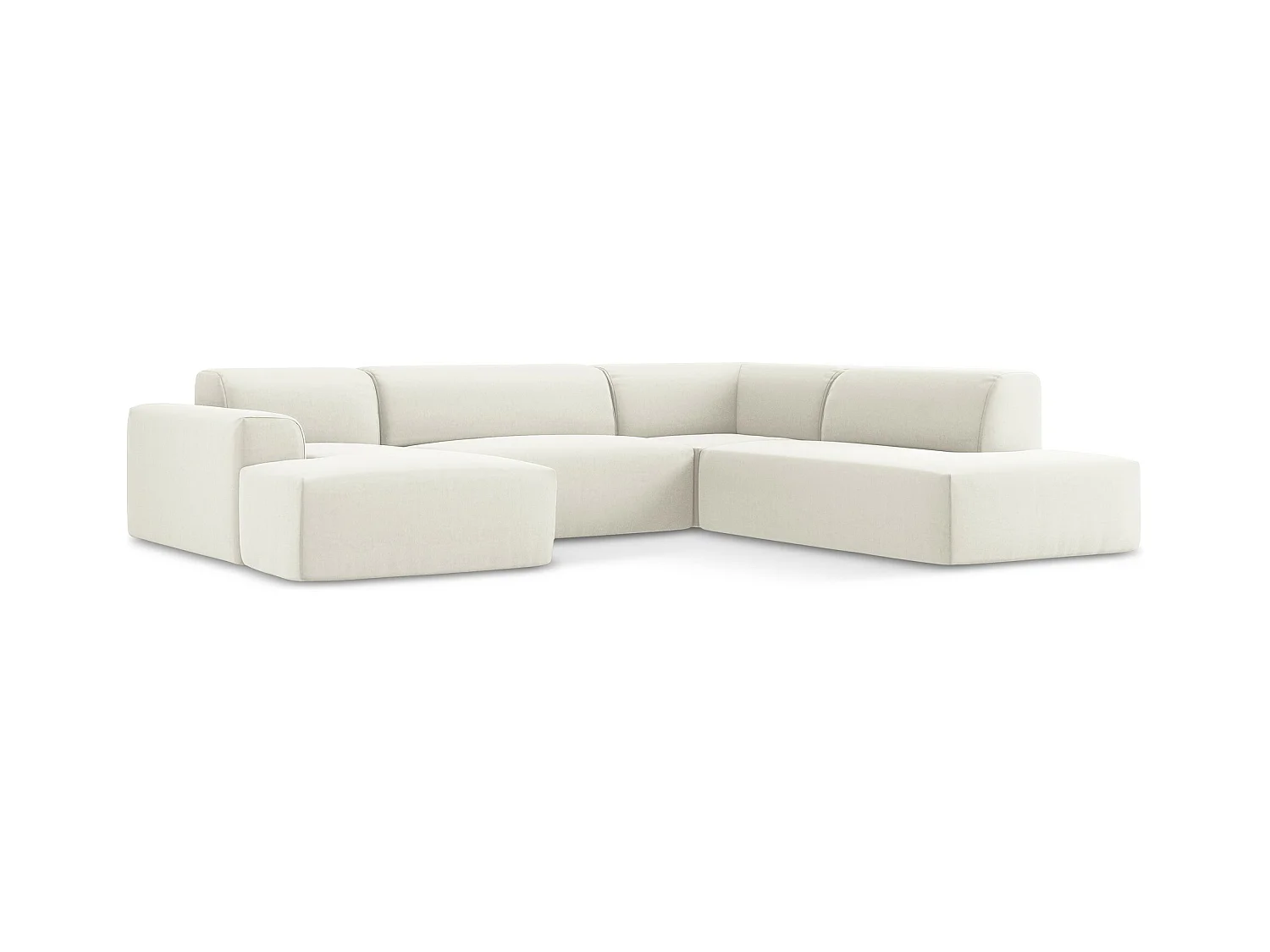 Große Wohnlandschaft Rechts - - Samt - Hell beige - KELI