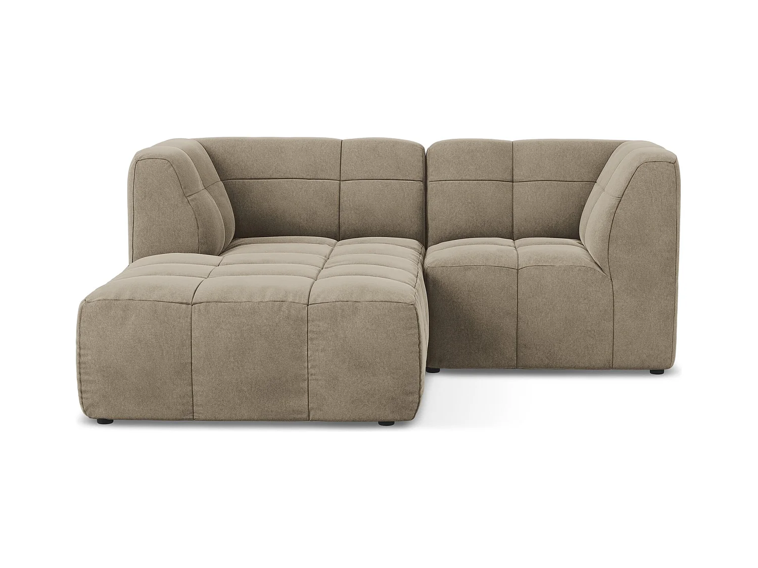 Modulaire hoekbank links van beige velours - ALOHA