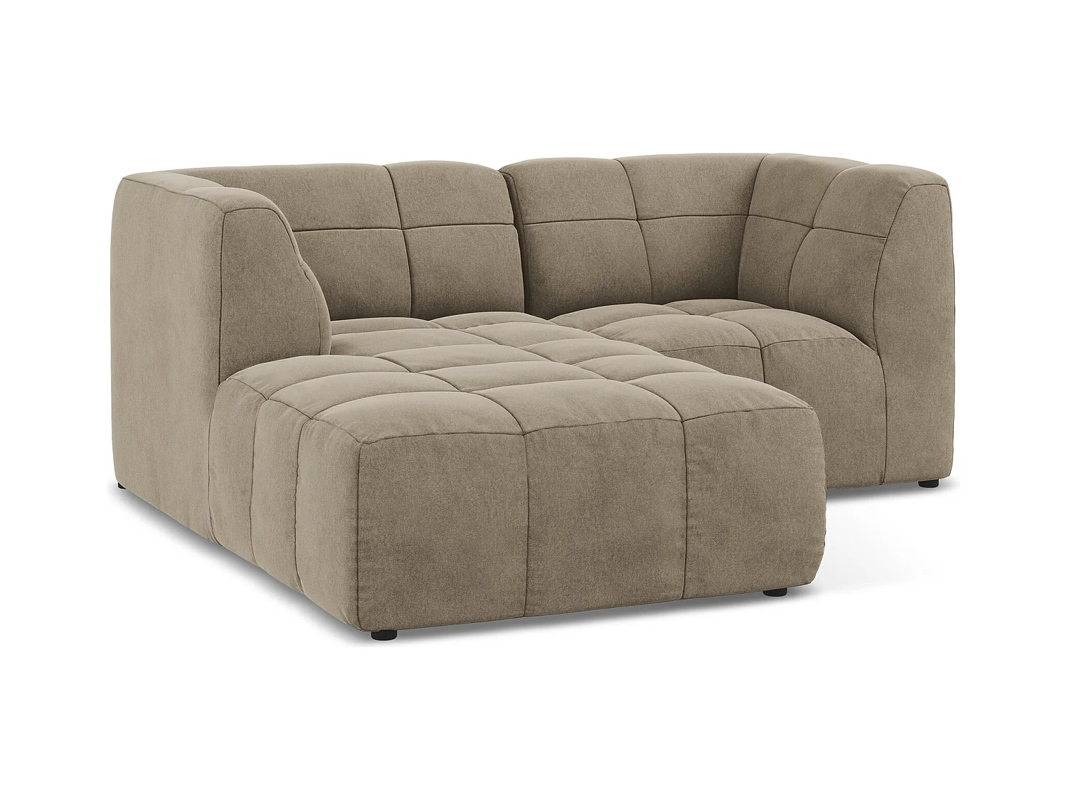 Modulaire hoekbank links van beige velours - ALOHA