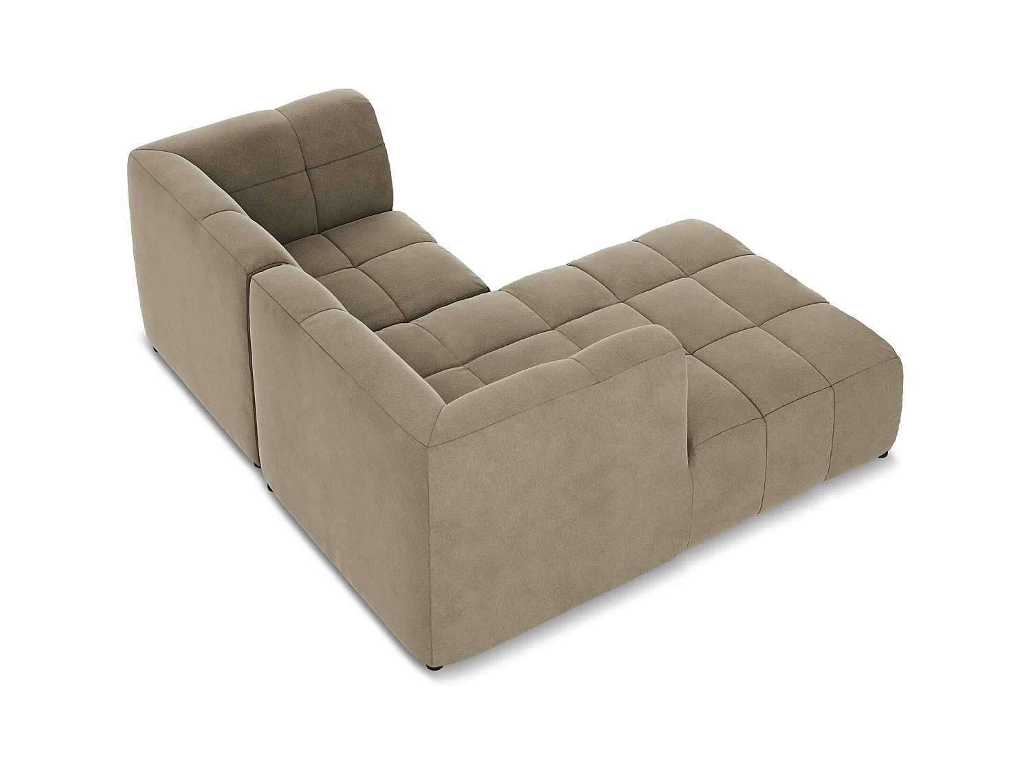 Modulaire hoekbank links van beige velours - ALOHA