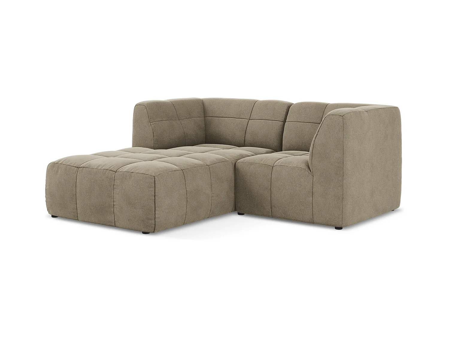 Canapé d'angle 2,5 places modulaire gauche en velours - beige - ALOHA