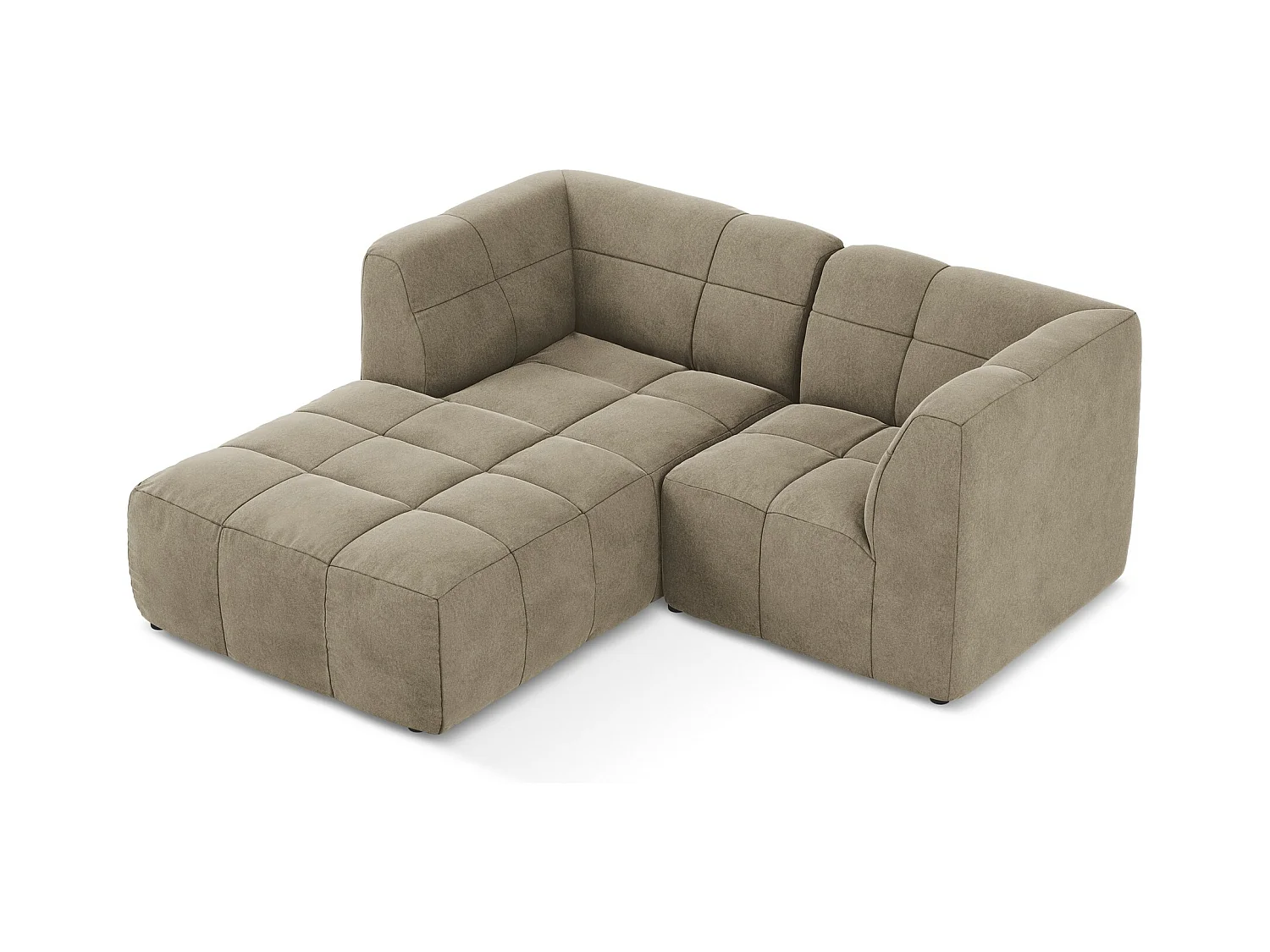 Canapé d'angle 2,5 places modulaire gauche en velours - beige - ALOHA